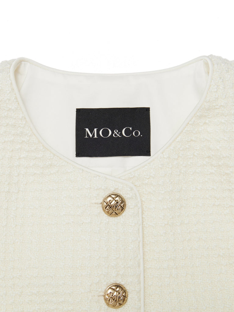 MO&Co. Women'sCropped Metal Button JacketFittedChicWool Jacket Women