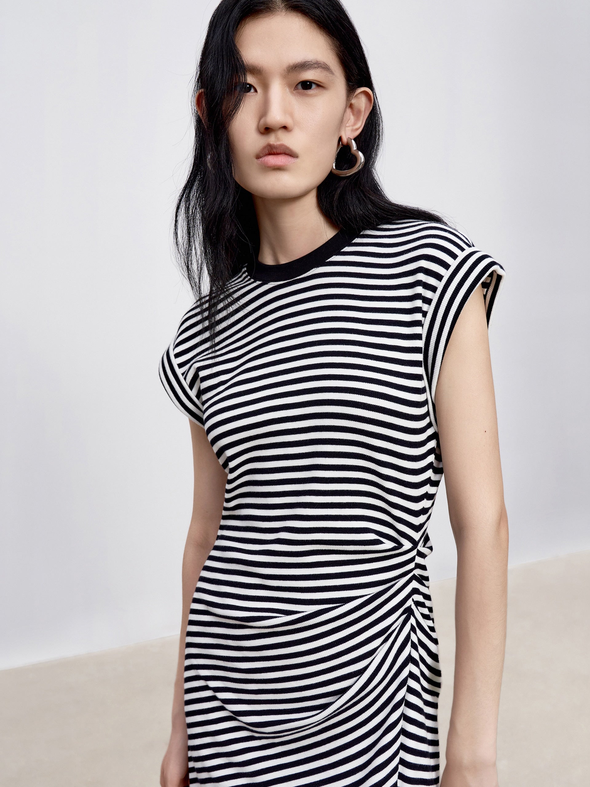 MO&Co. Women's Striped Slim Fit Slit Dress Fitted Casual stripe dress