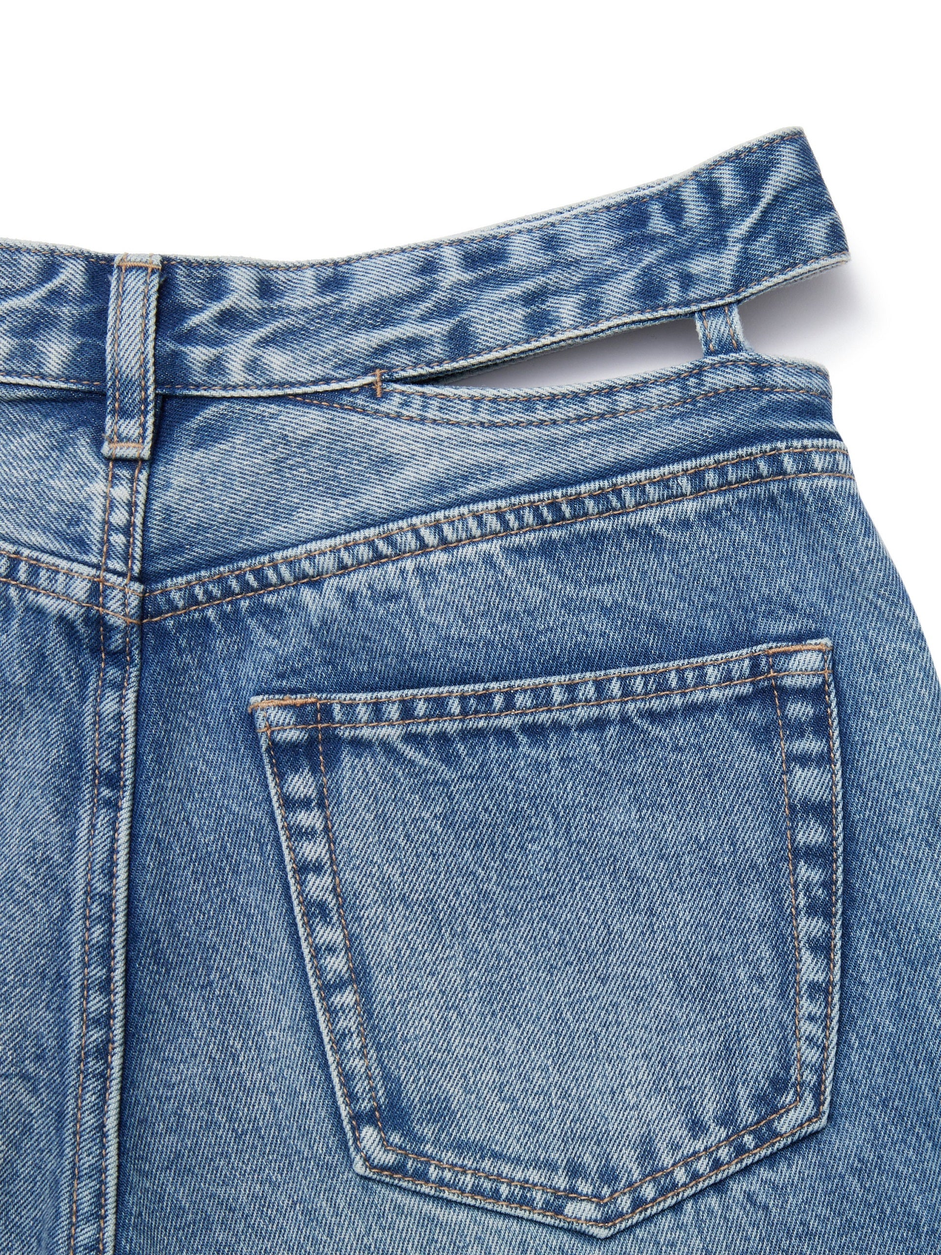 MO&Co. Women's Deconstructed Cotton Jeans Fitted Cowboys Trending Jeans For Women