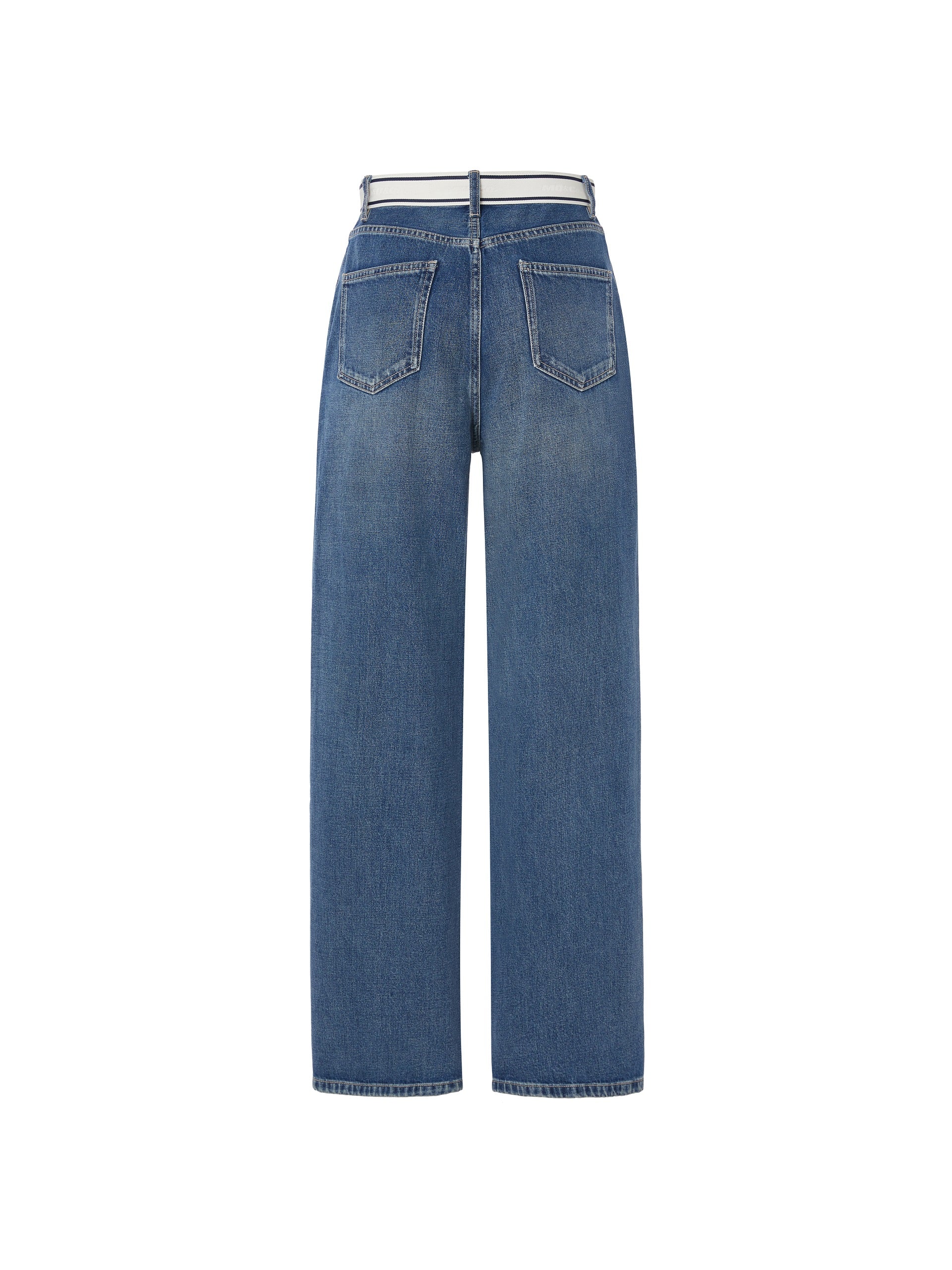 MO&Co. Women's High Waist Straight Cotton Jeans Loose Cowboys Summer Jeans