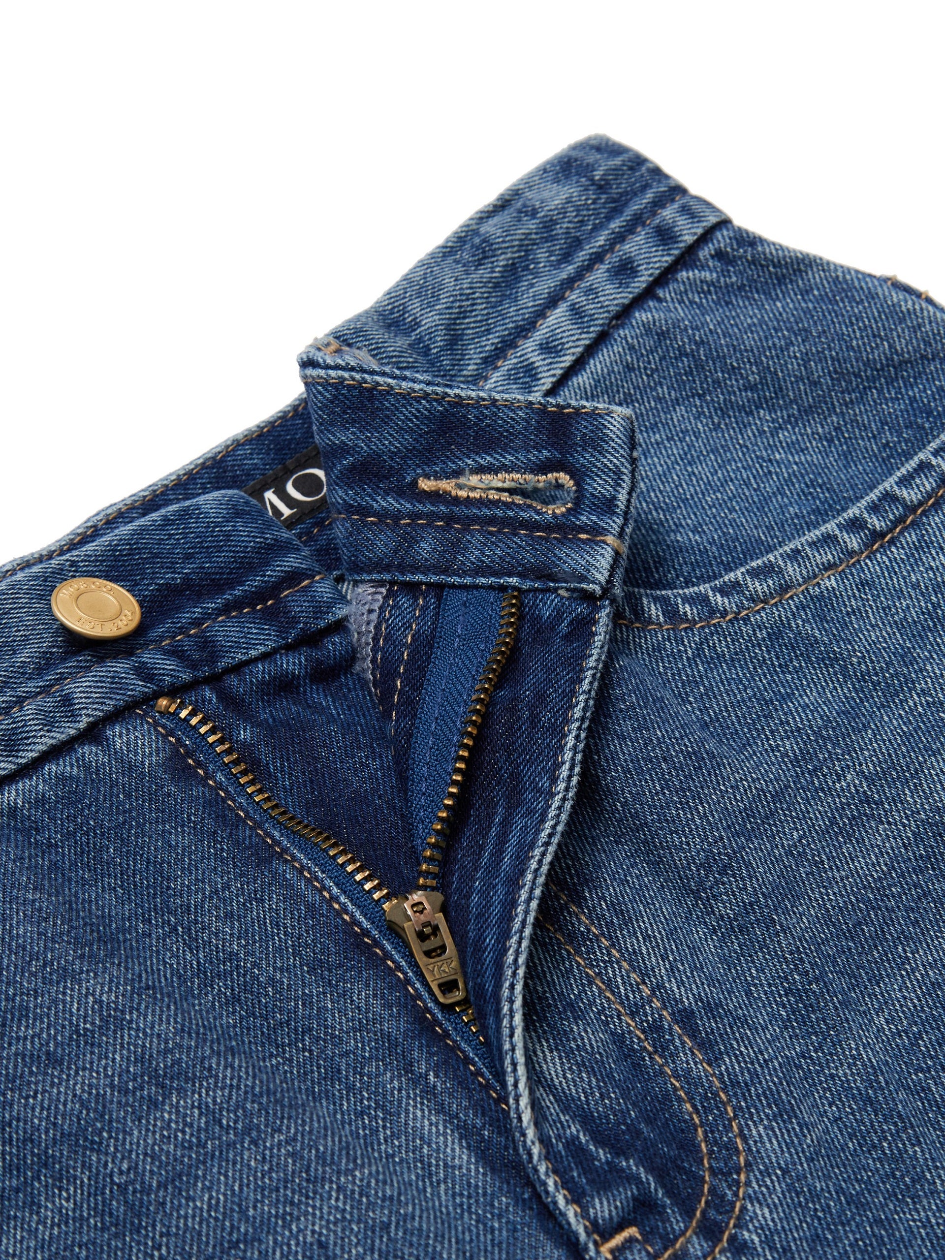 MO&Co.Women's High Waist Straight Cotton Jeans Straight Cowboys Blue