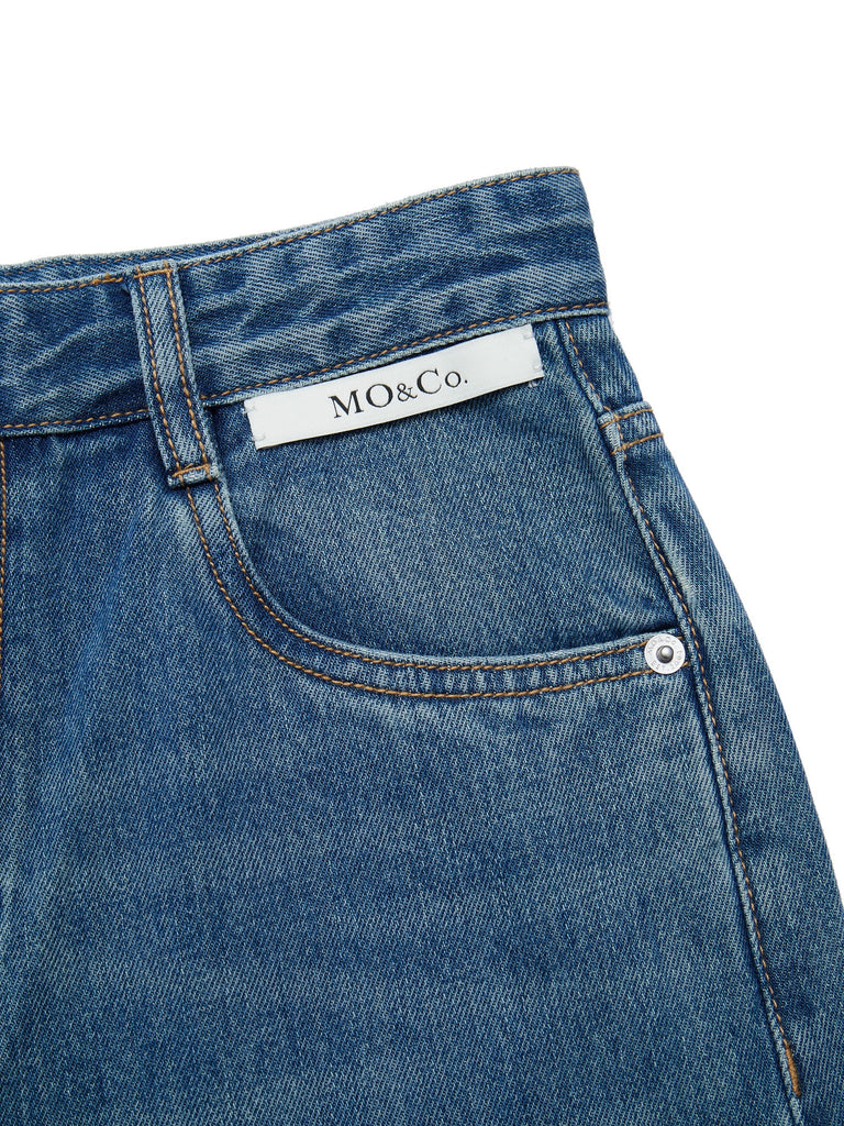 MO&Co. Women's Straight Leg Cotton Jeans Loose Cowboys Streetwear Stylish Jeans