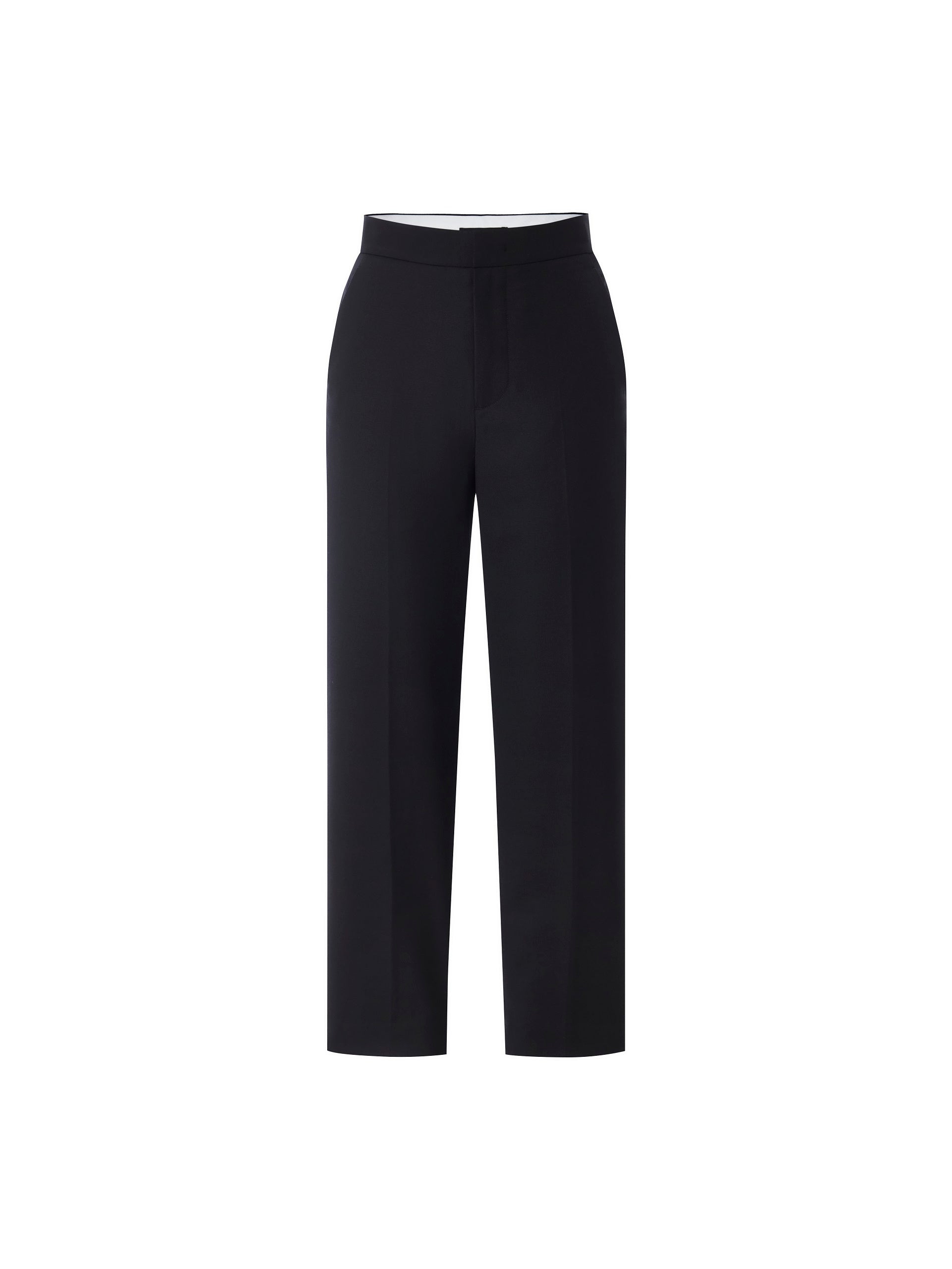MO&Co. Women's Wool Blend Straight Pants Fitted Classic Black Trending Pants For Women