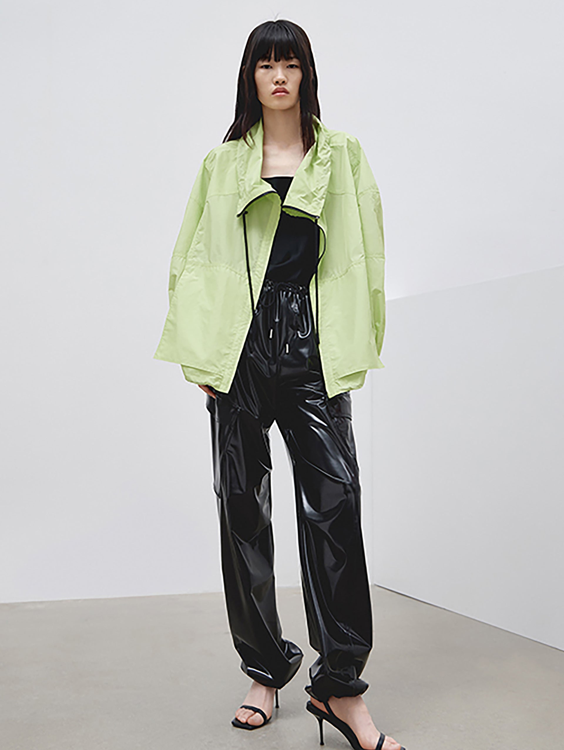 MO&Co.Women's Glossy Faux Leather Pants Loose Cool Trouser Pants For Women