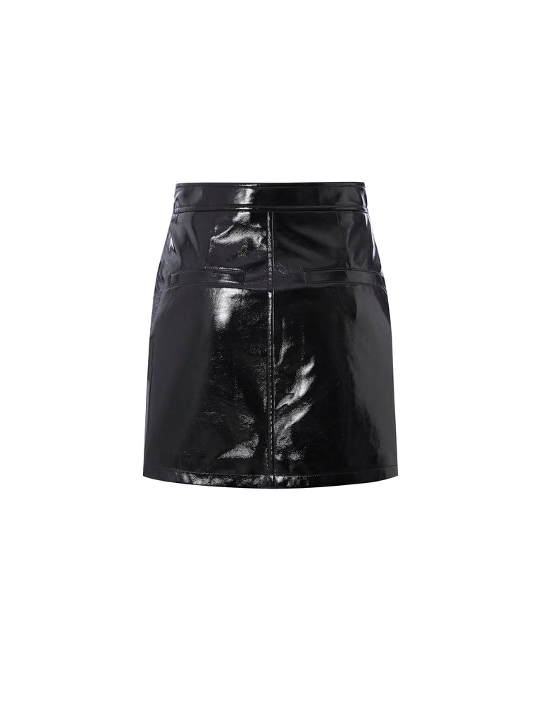 MO&Co.Women's Vintage PU Leather Fitted Streetwear Cool Skirt For Women