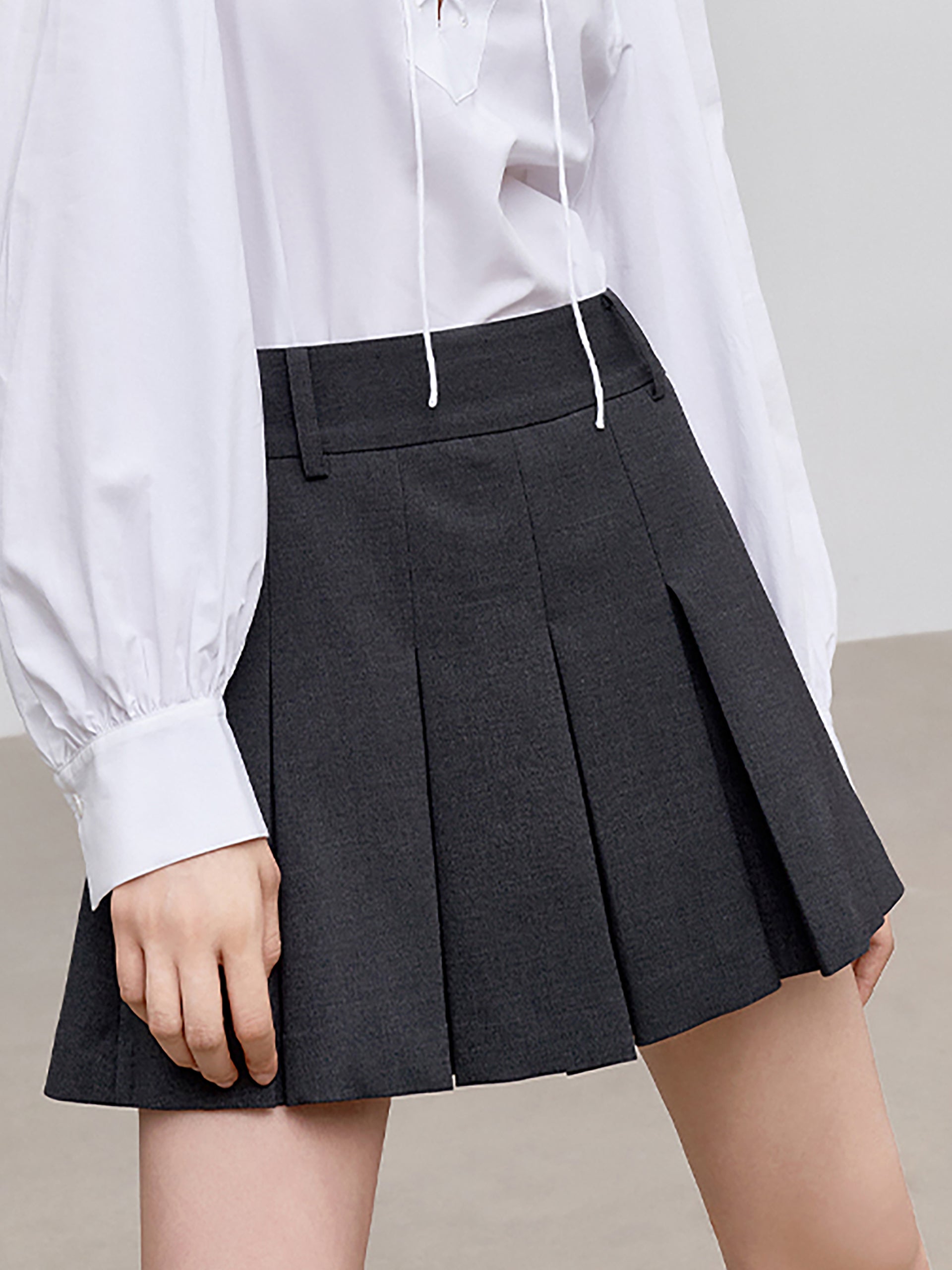 MO&Co. Women's High Waist Pleated Culottes Fitted Chic Little Black Dress