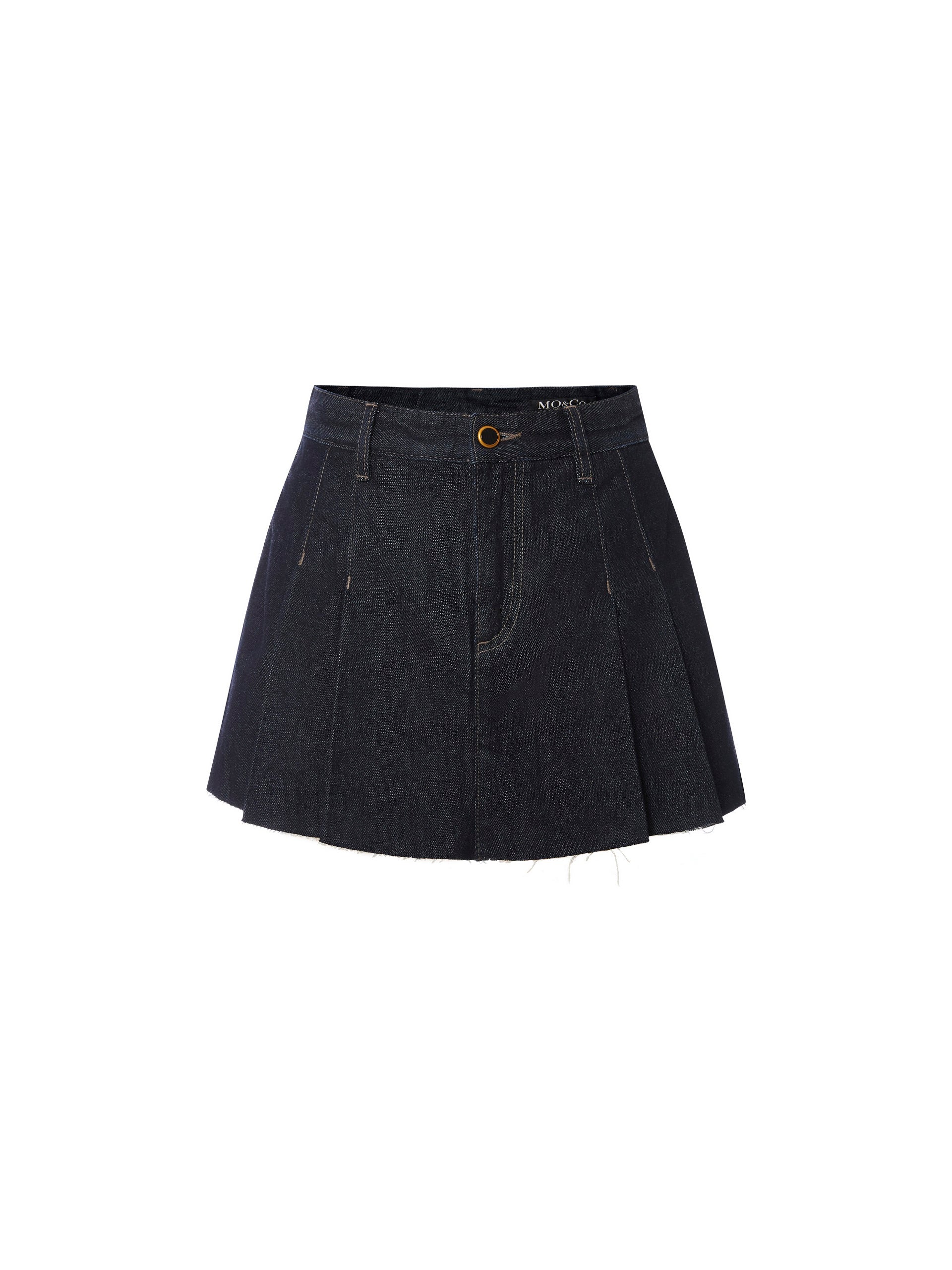 MO&Co.Women's High Waist Pleated Denim Culottes Fitted Cowboys High Waisted Shorts