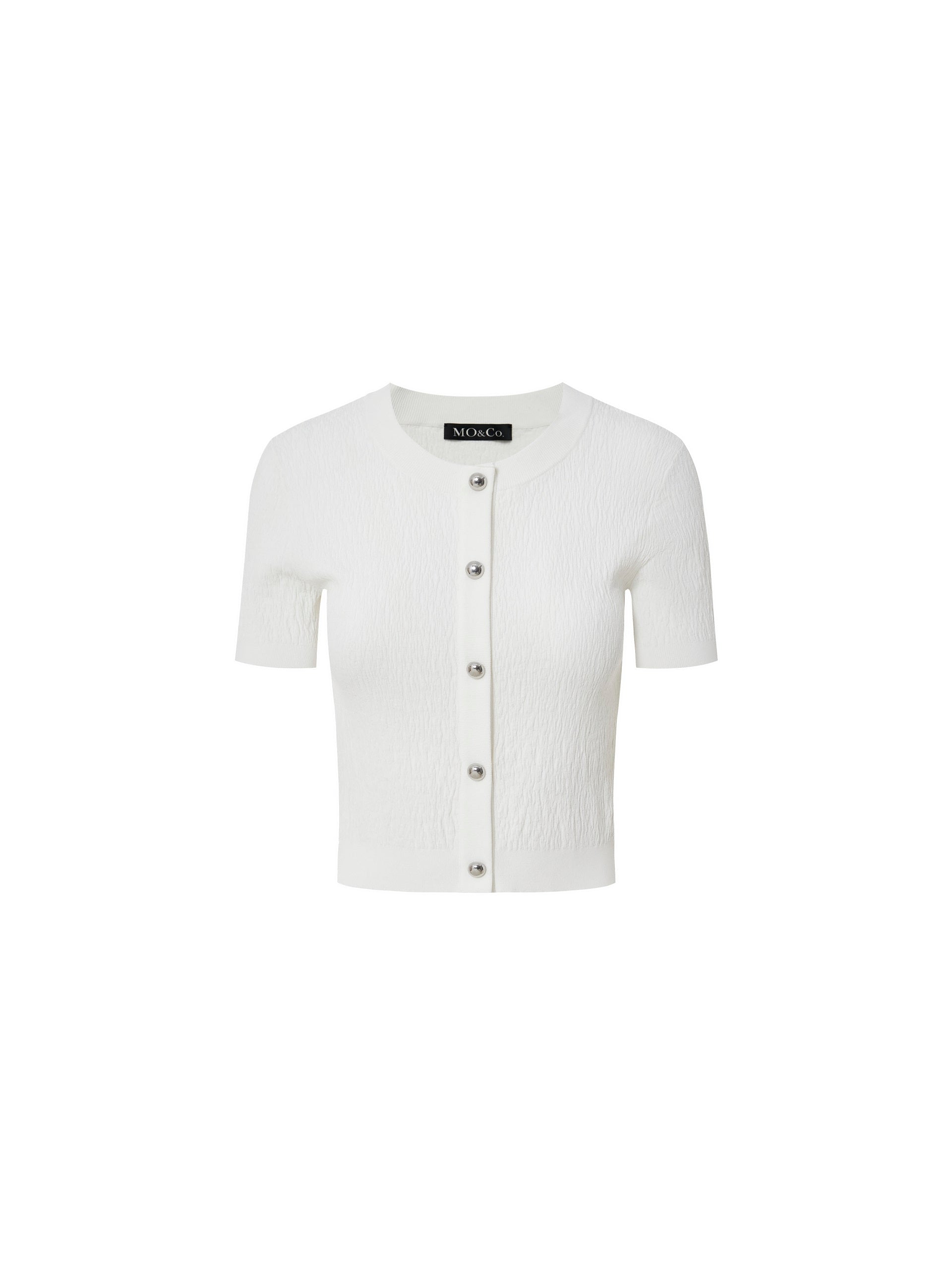 MO&Co. Women's Metal button Textured Sweater Fitted Casual green sweater