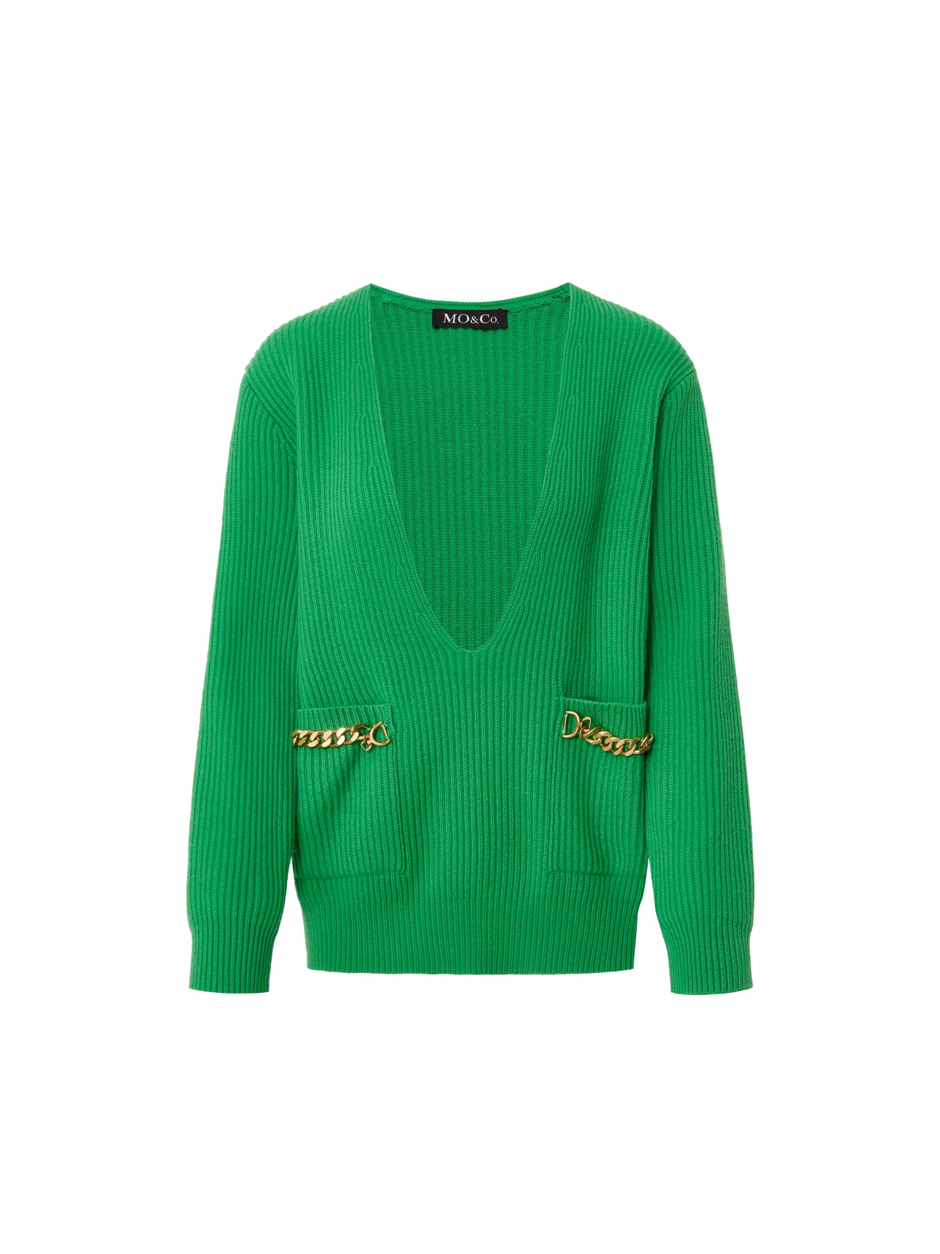 MO&Co. Women's Deep V-neck Sweater Loose Casual Fall Sweaters For Women