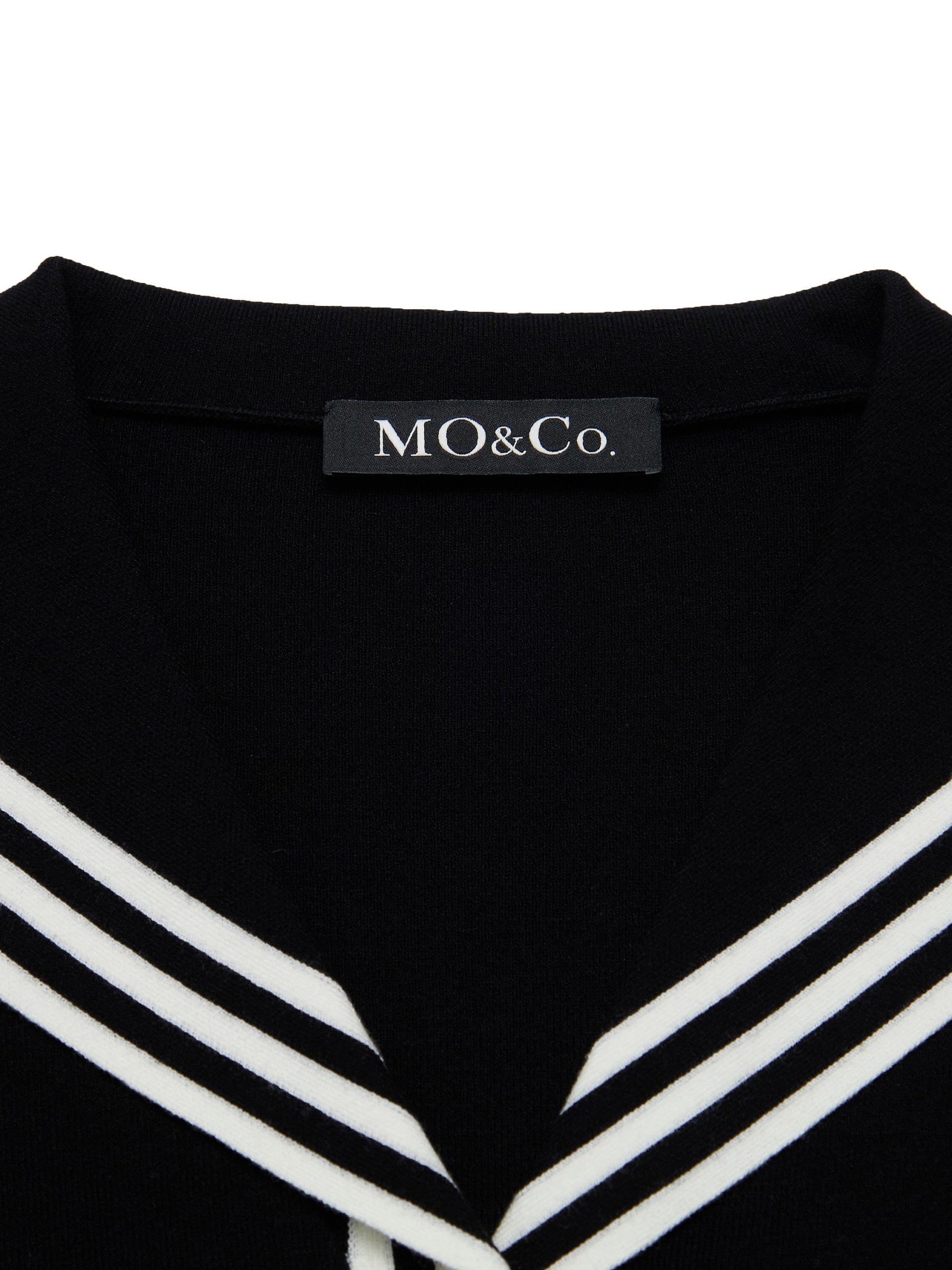 MO&Co. Women's Contrast Metal Button Knit Top Fitted Casual V Neck Beige Sweater