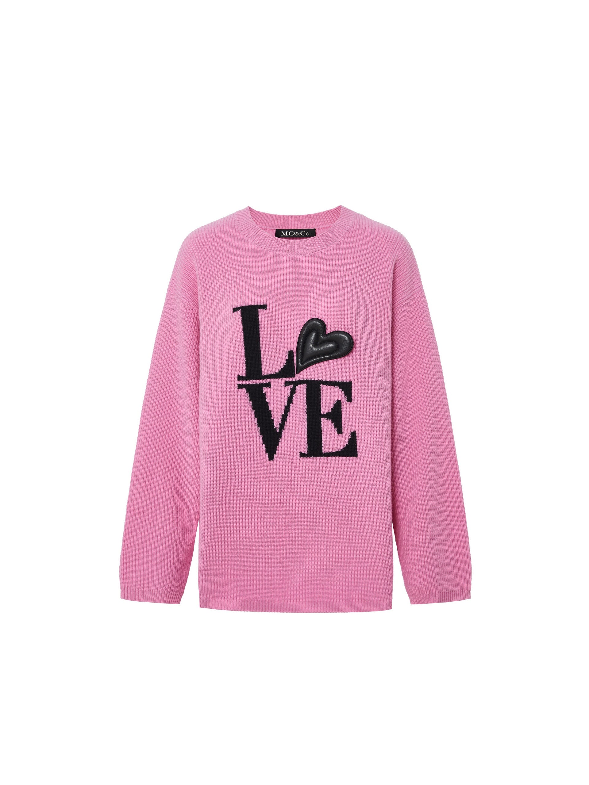 MO&Co. Women's Wool Drop Shoulder Knit Pullover Loose Causal Round Neck Ladies Sweater