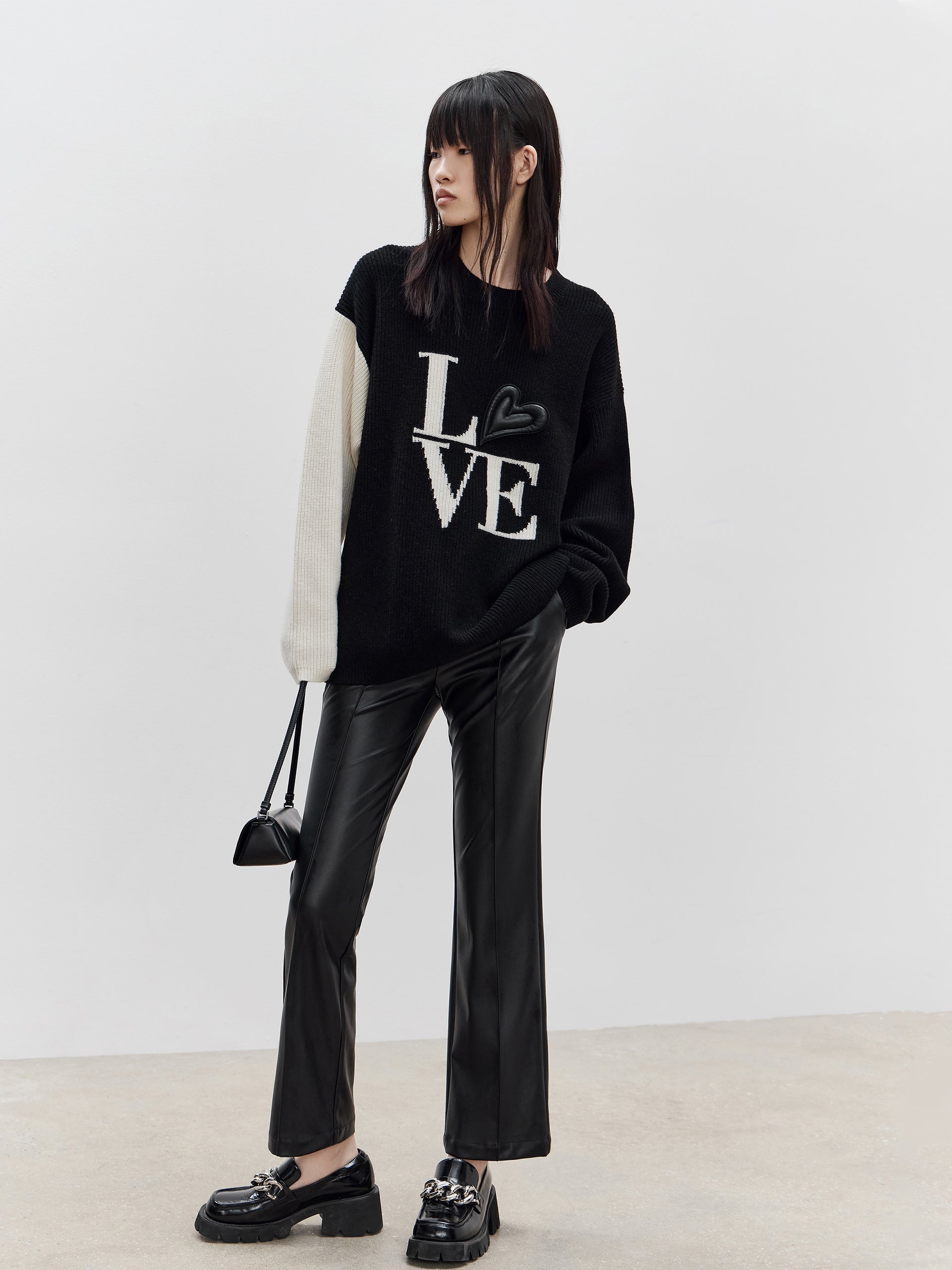 MO&Co. Women's Wool Drop Shoulder Knit Pullover Loose Causal Round Neck Ladies Sweater