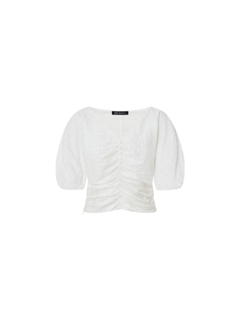 Pleated Puff Sleeve Top MBB2TOPT15