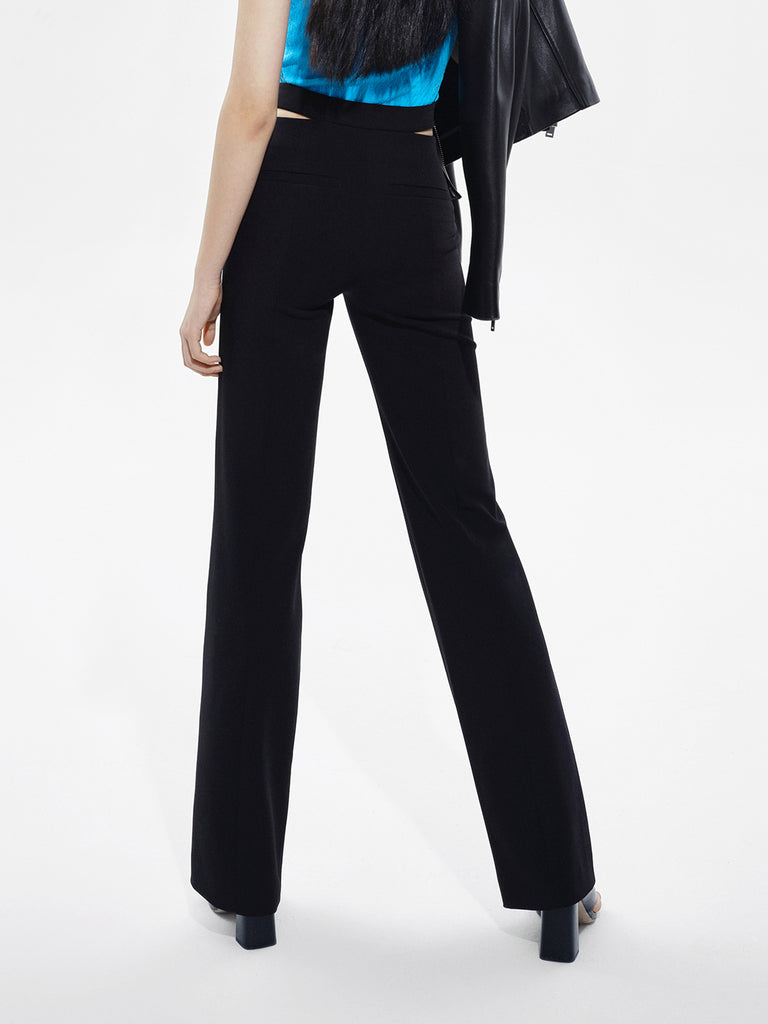 MO&Co. Women's Deconstructed Casual Trousers Straight Classic Black Trousers