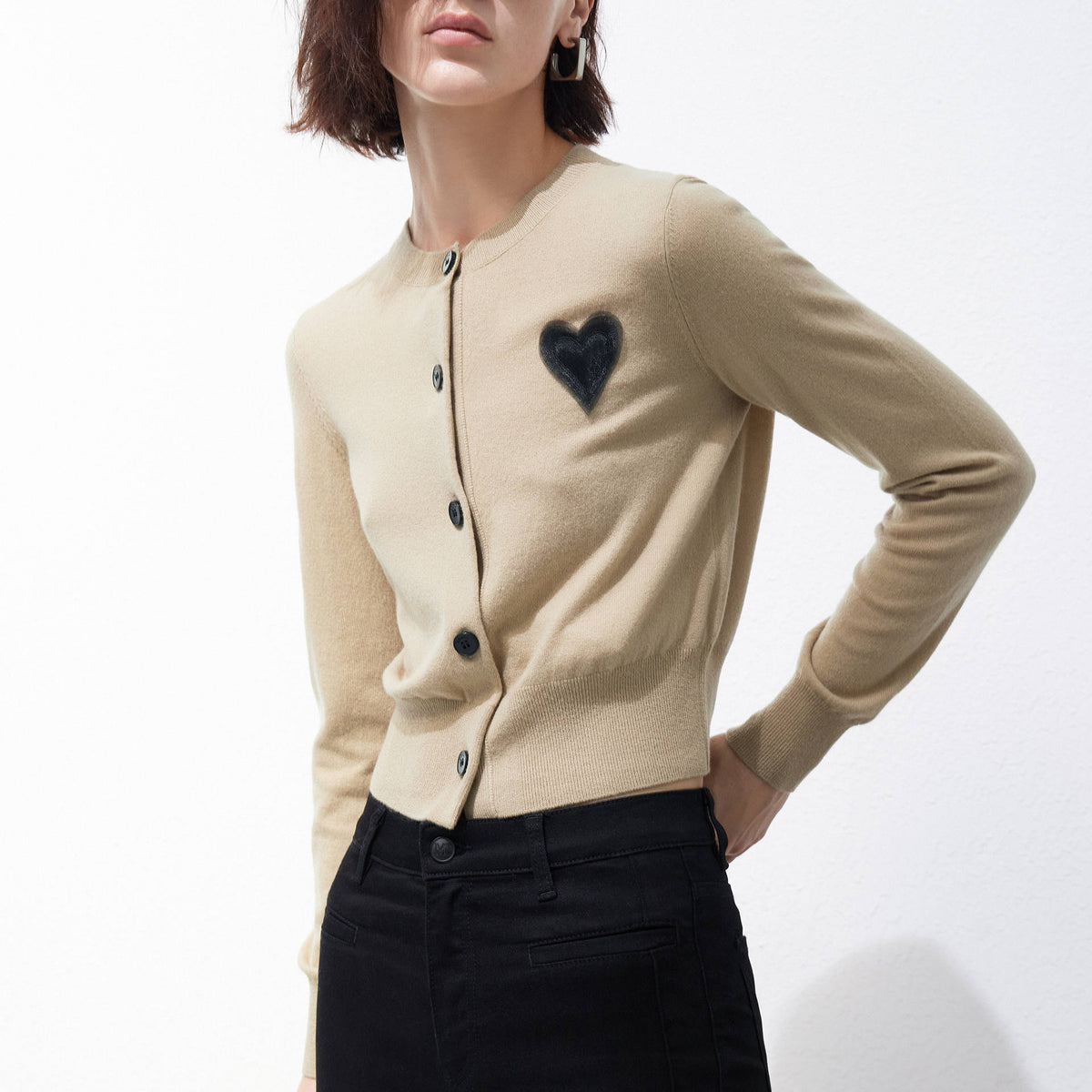 Wool Blend Heart Cardigan
