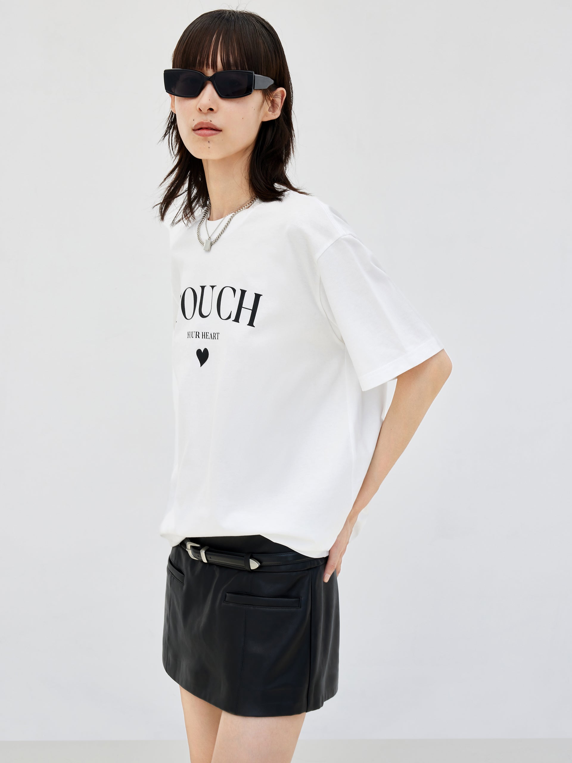 White Sweetheart Print Cotton Causal Short Sleeves T-Shirt