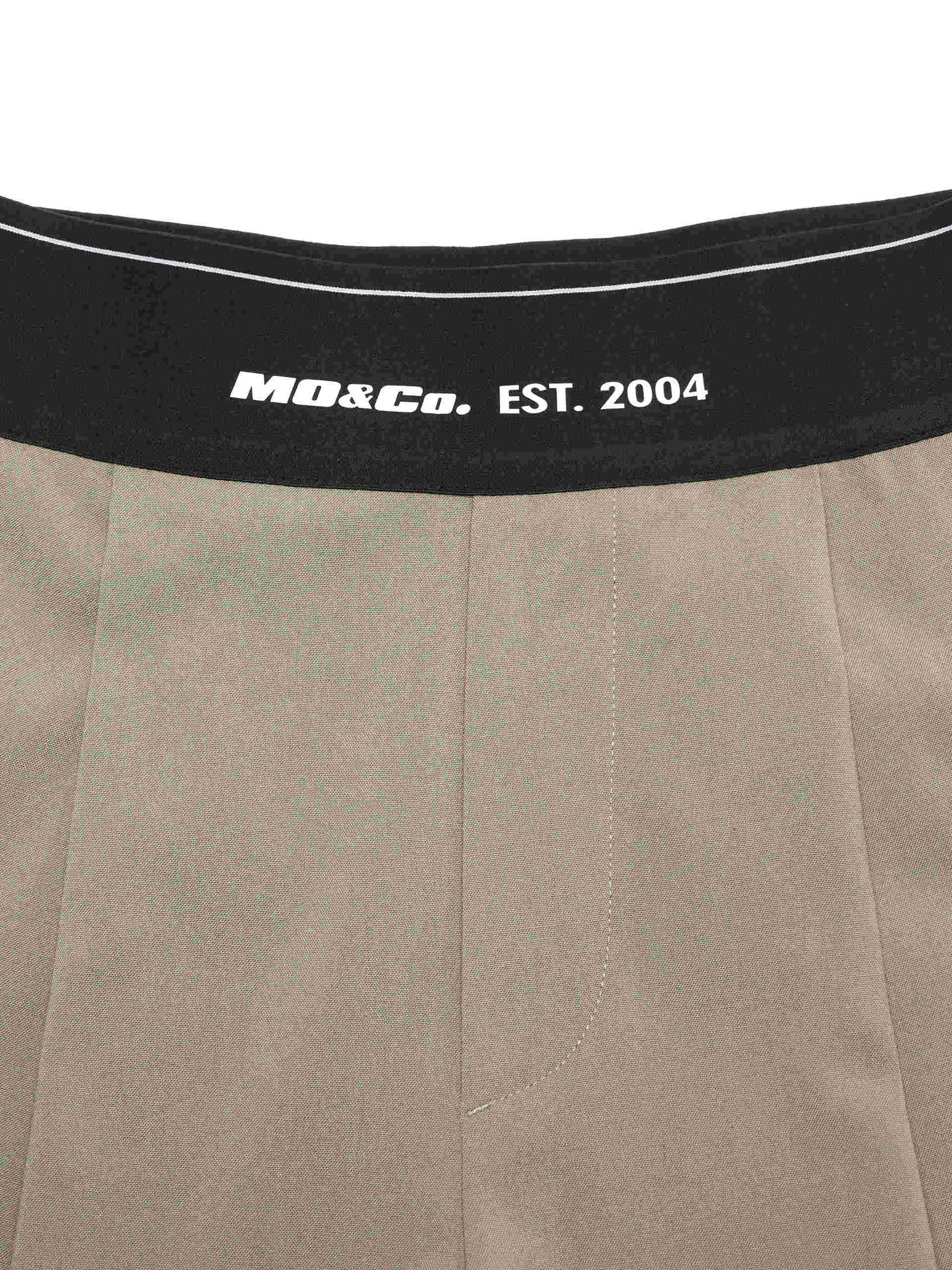 Elasticated Waist Wide-leg Straight Trousers in Olive