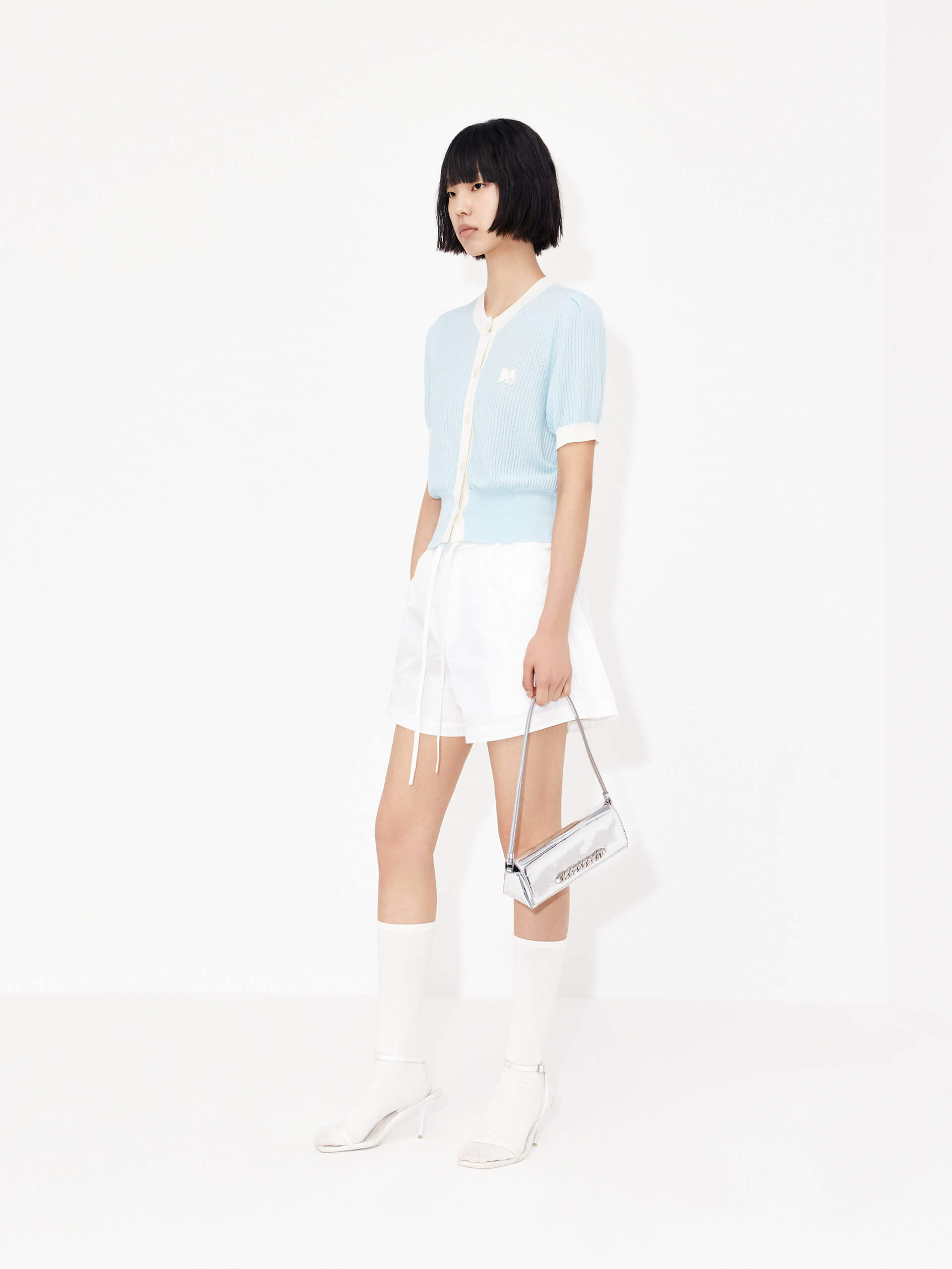 MO&Co. Women's Drawstring Athleisure Sun Protection Sporty Track Shorts in White