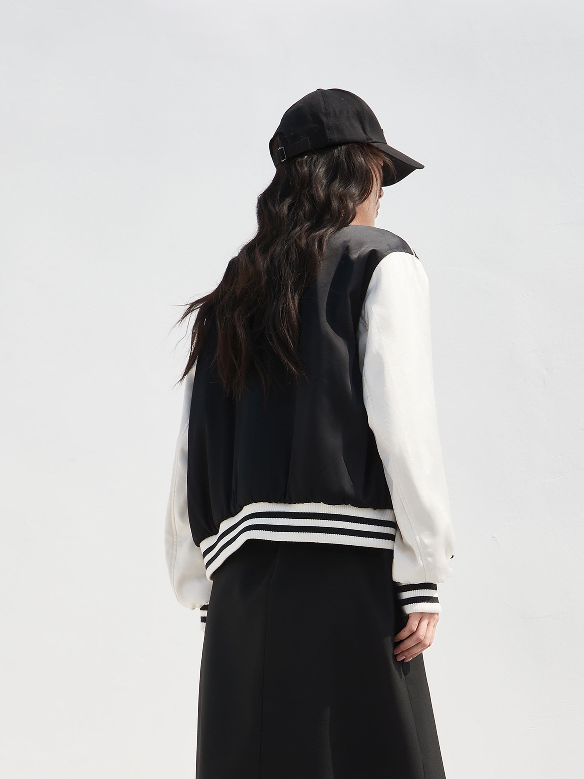 Contrast Embroidered Logo Baseball Bomber Jacket