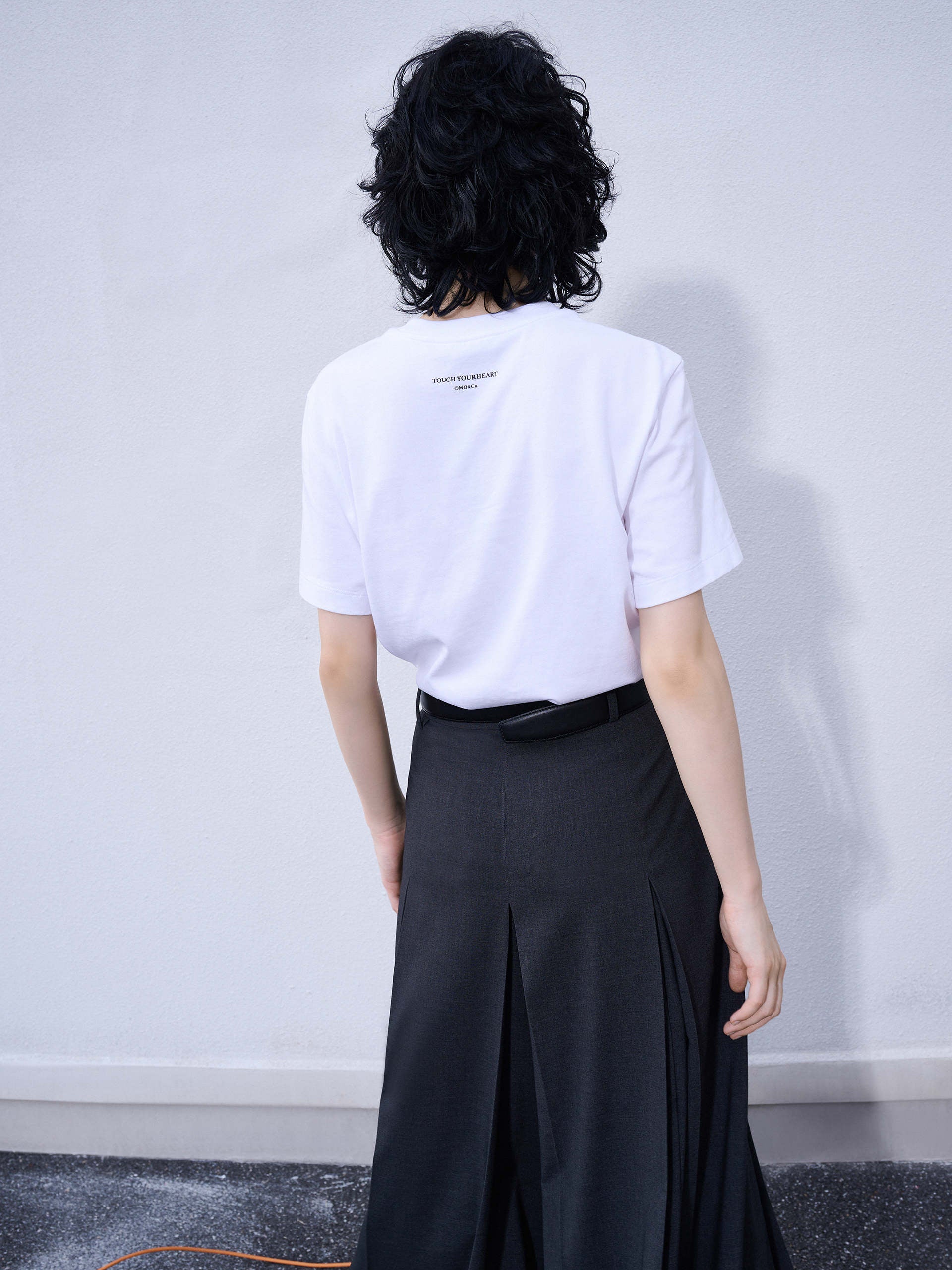 Heart Pattern Round Neck White Cotton T-shirt