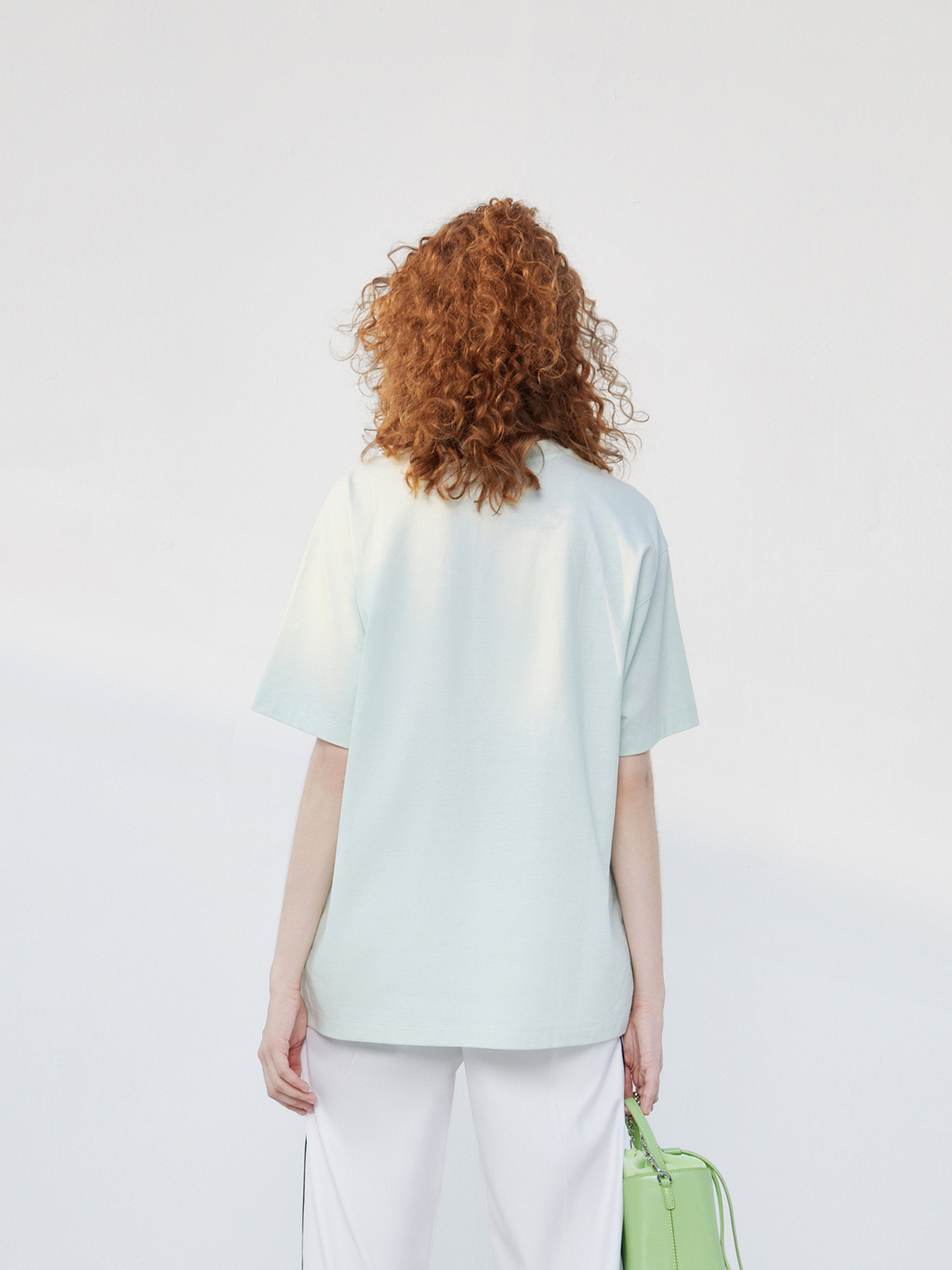 Short Sleeves Rabbit Pattern Cotton Relaxed Fit Causal T-shirt in Mint