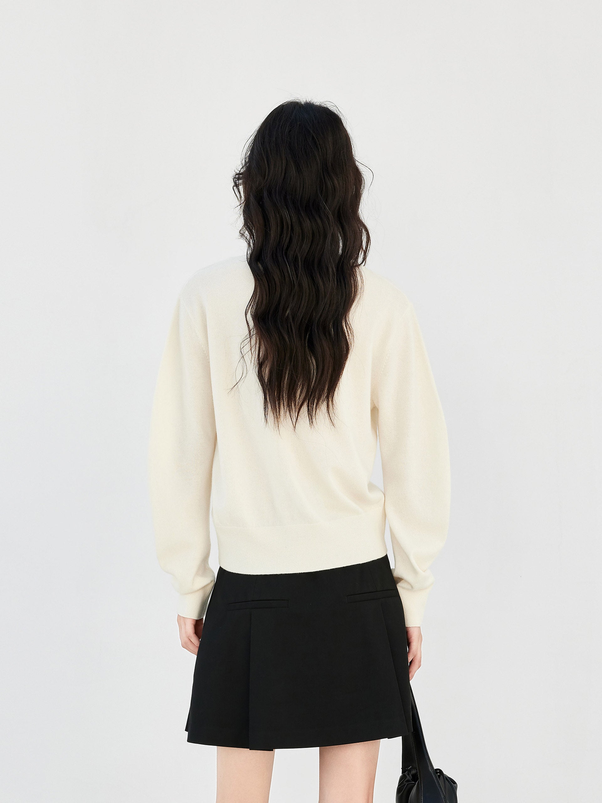 Floral Jacquard Wool Sweater Pullover in Beige