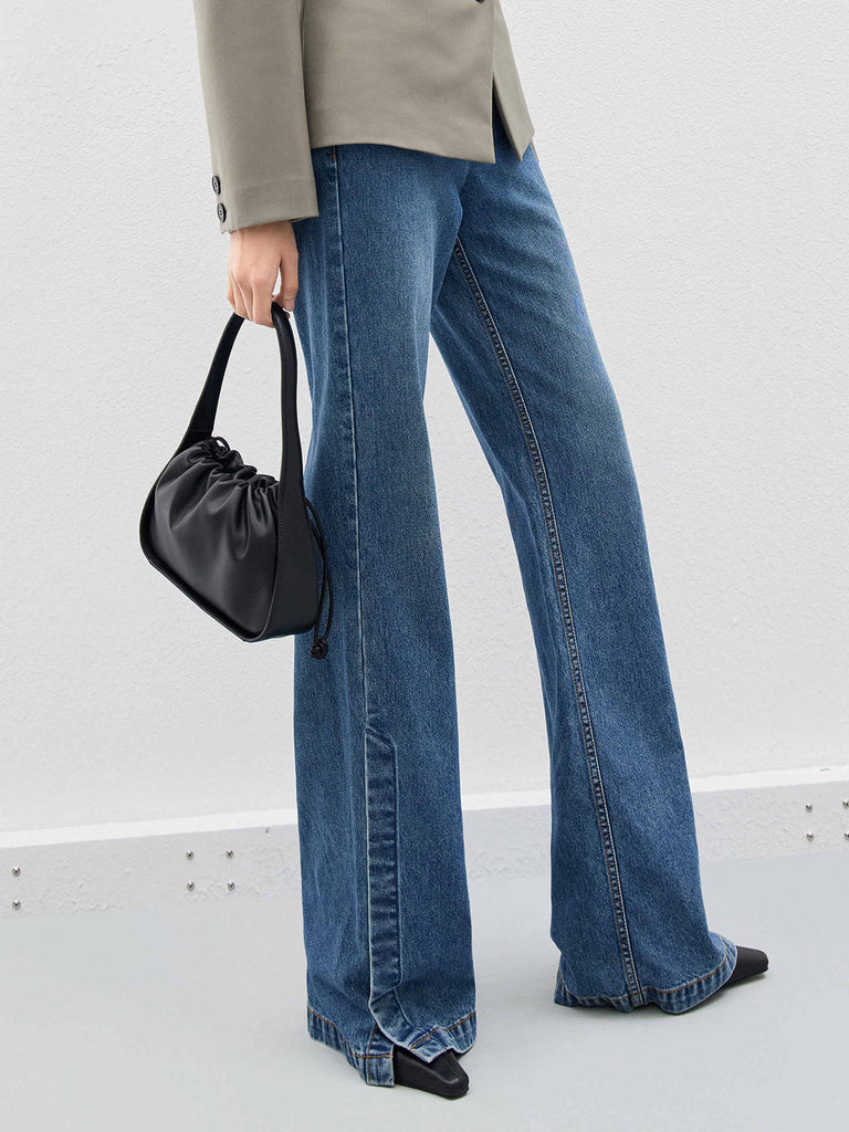 Flared Straight Leg Mid-rise Waist Jeans