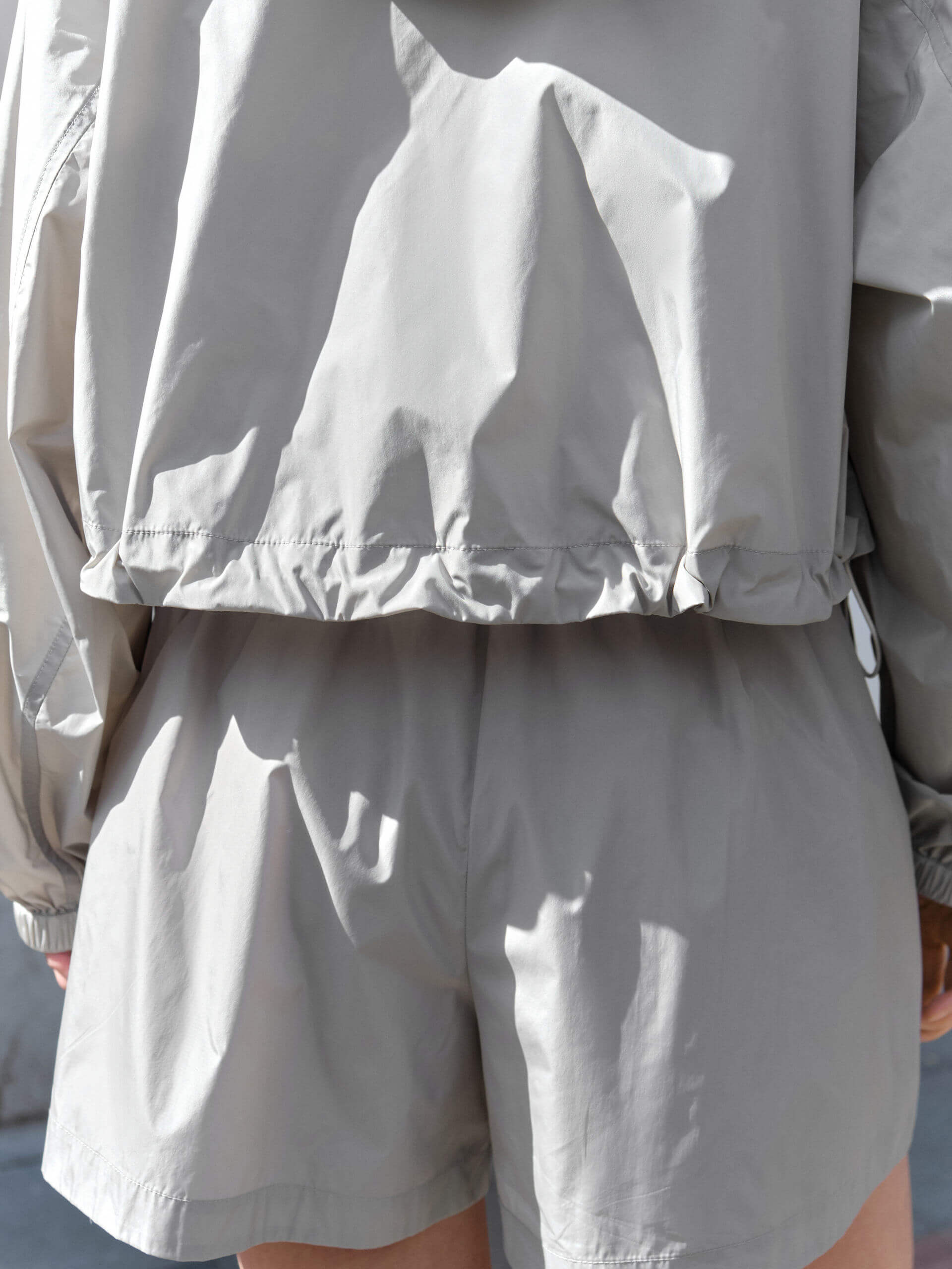 MO&Co. Women's Drawstring Athleisure Sun Protection Sporty Track Shorts in Grey