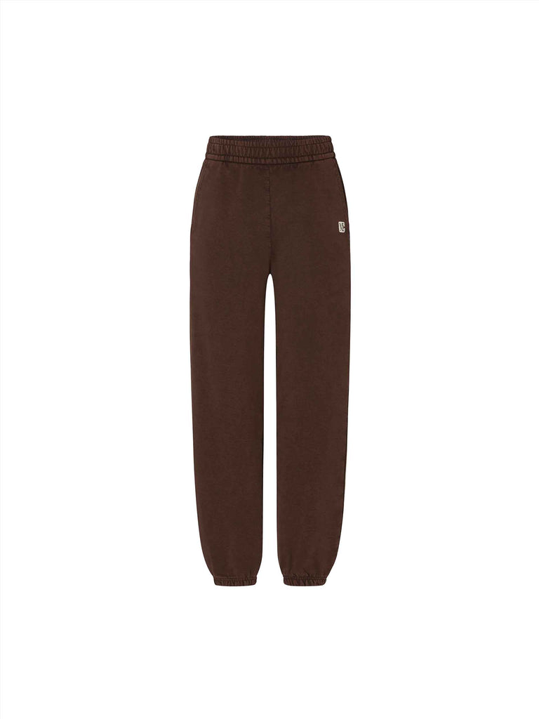MO&Co. Women's Elastic Detail Cotton Jogger Sweatpants in Brown