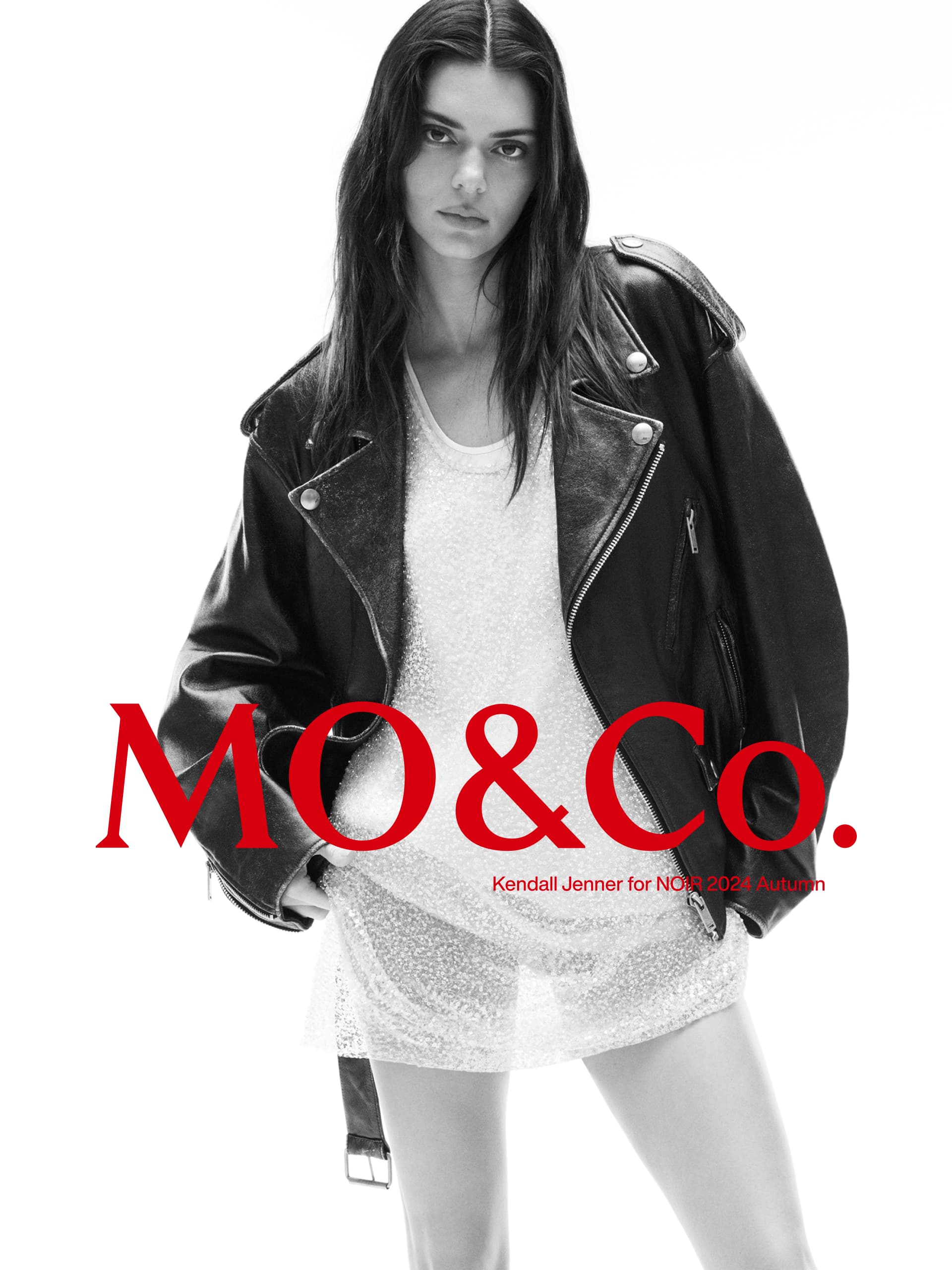 Kendall Jenner for MO&Co. Noir Women's Retro Oversized Ovine Leather Biker Jacket