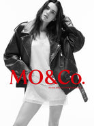 Kendall Jenner for MO&Co. Noir Women's Retro Oversized Ovine Leather Biker Jacket