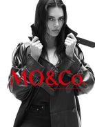 Kendall Jenner in MO&Co. Noir Women's Belted Ovine Leather Trench Coat in Black