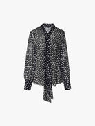 MO&Co. Noir Women's Polka Dot Long Sleeves Silk Shirt 