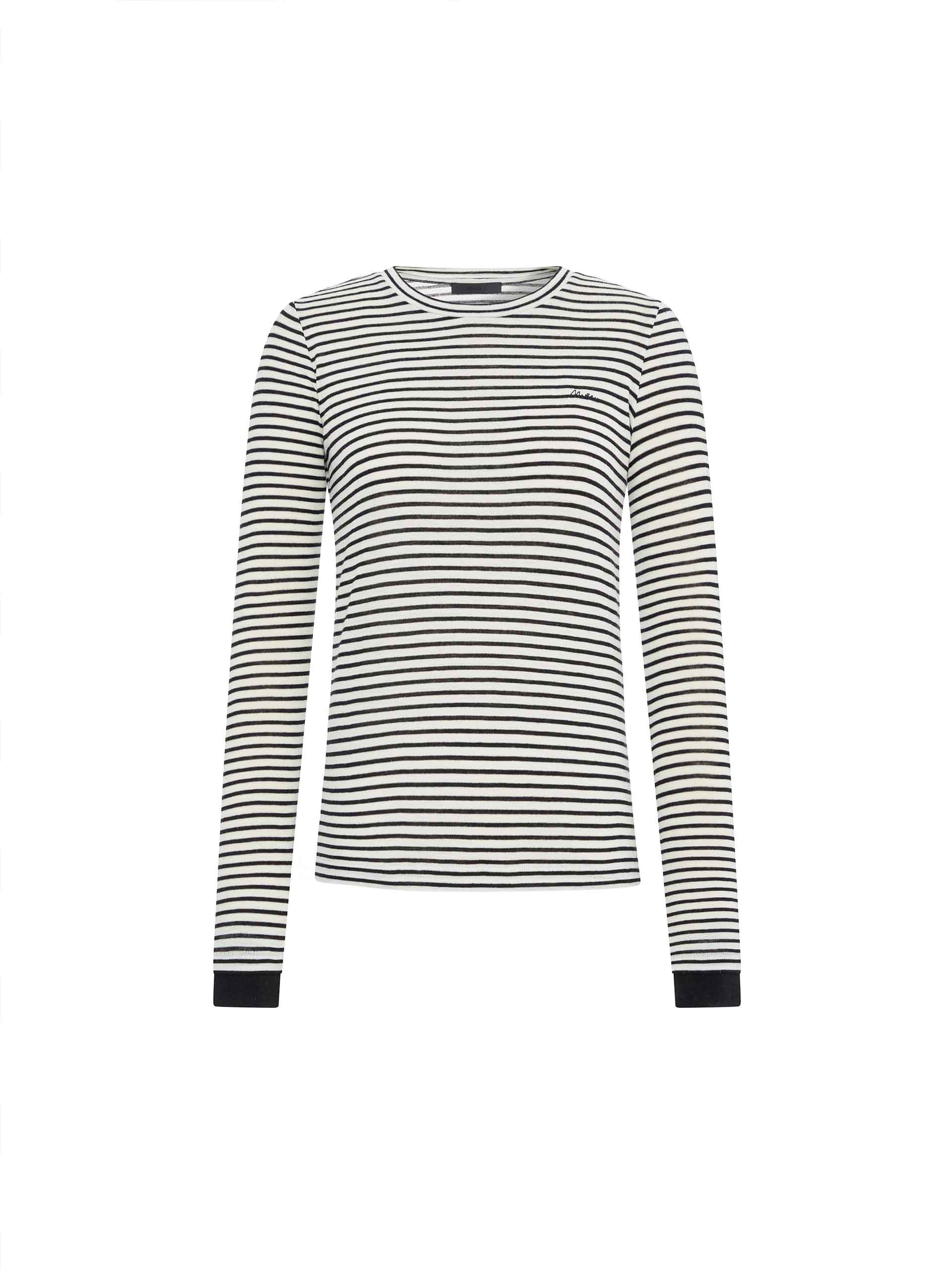 MO&Co. Women's Striped Slim Fit Wool Long Sleeves T-shirt