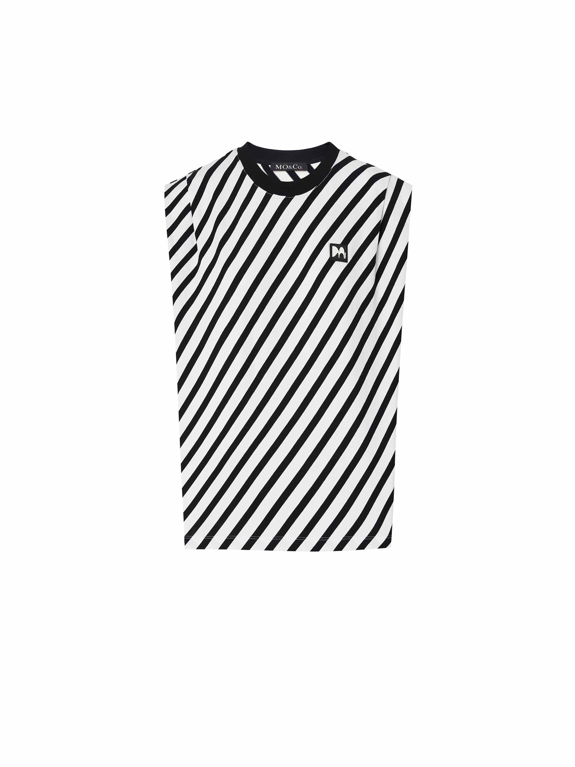 MO&Co. Women's Black and White Striped Sleeveless Cotton Top