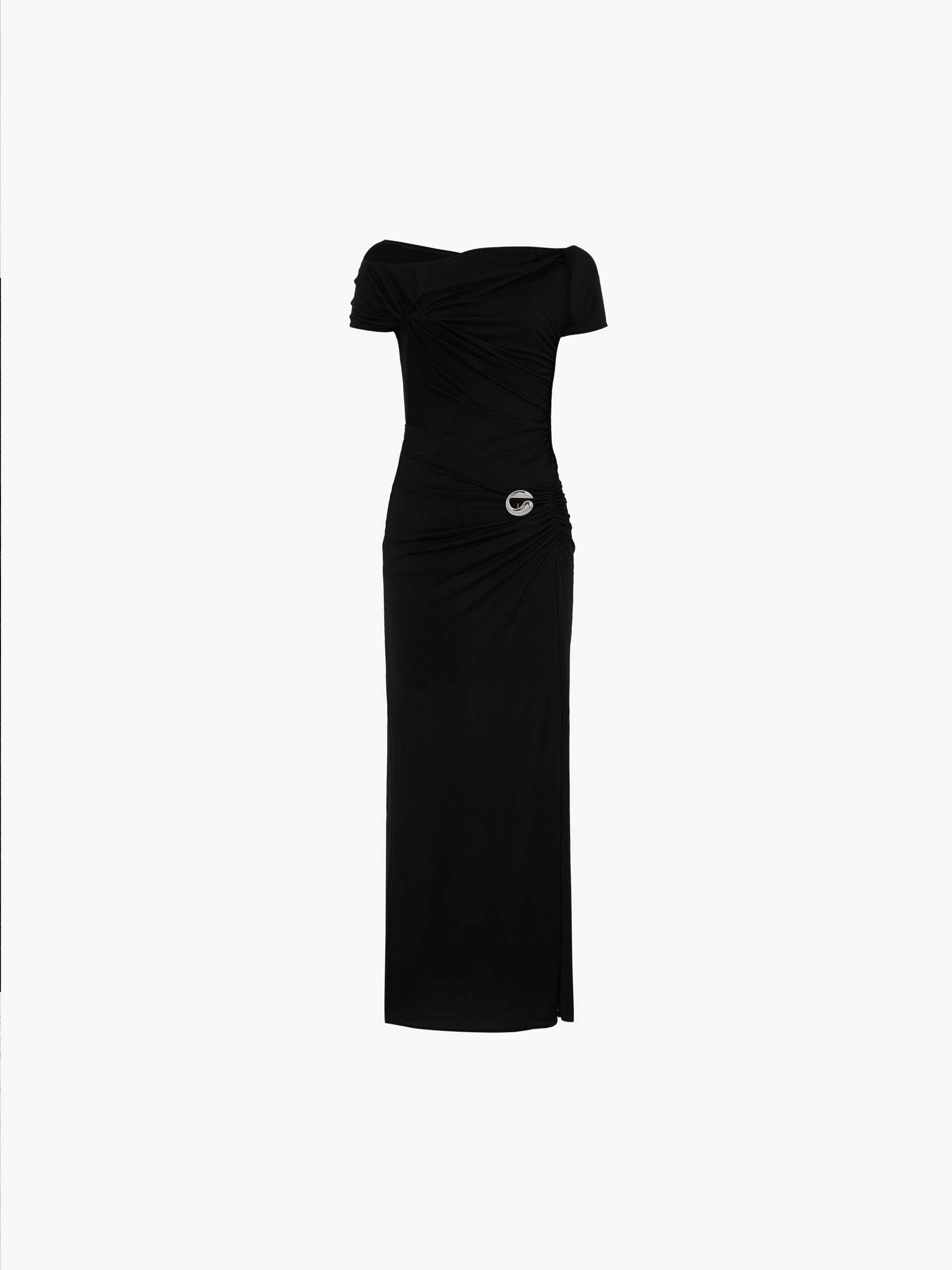 MO&Co. X Coperni Collection | Women's Asymmetric Draped Maxi Dress in Black