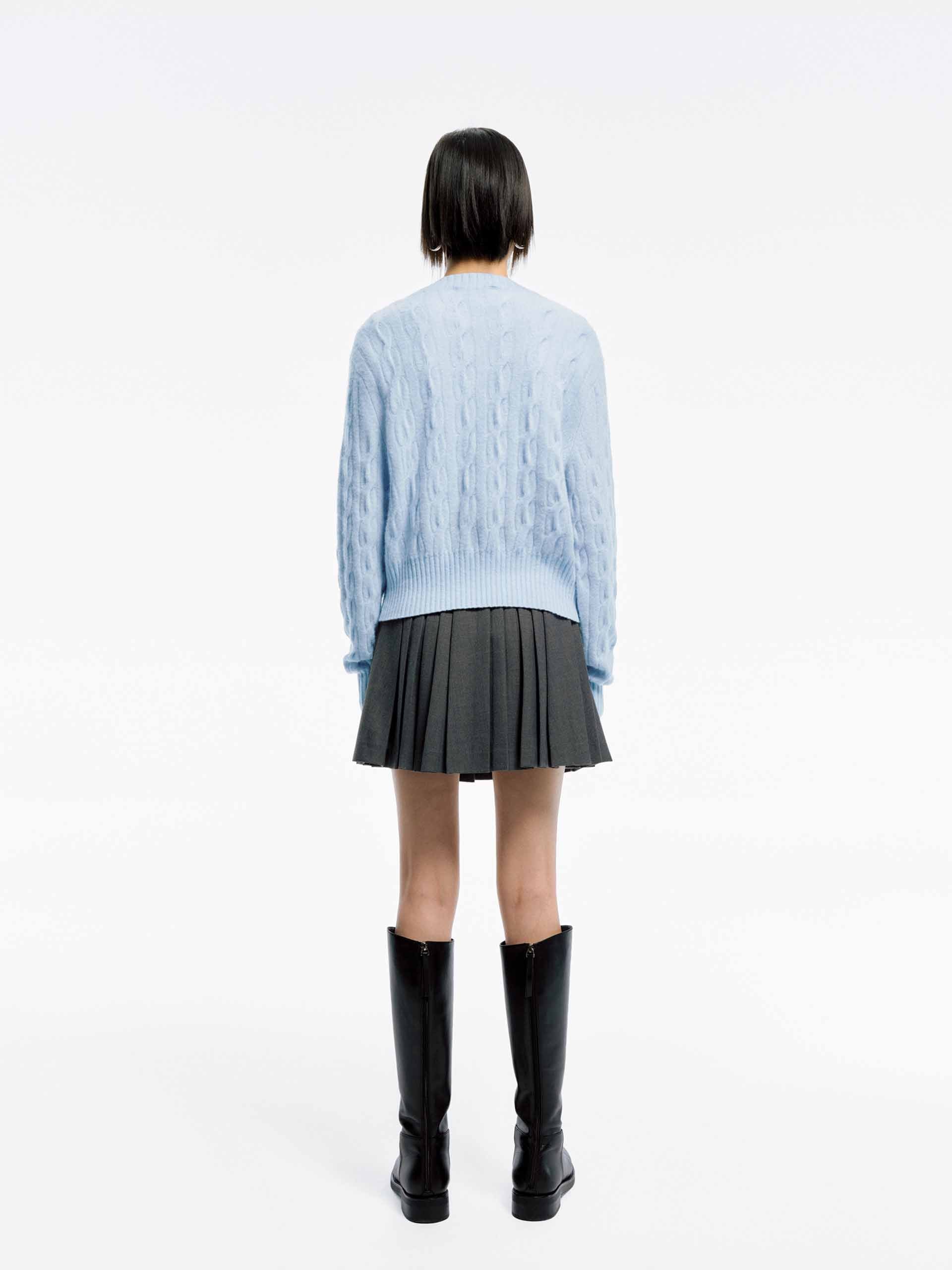 MO&Co. Women's Cropped Cable Knit Cardigan