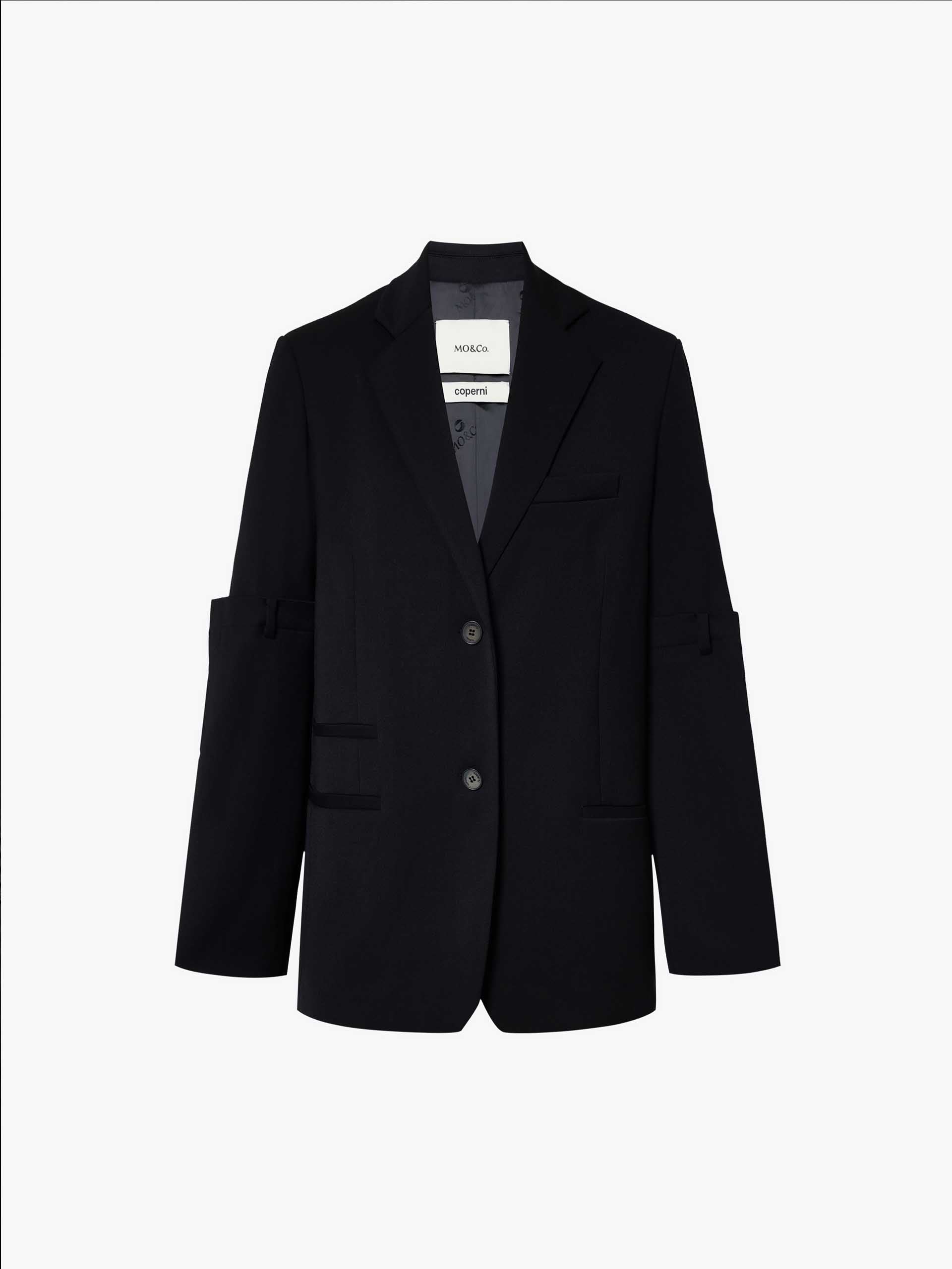 MO&Co. X Coperni Collection | Women's Paneled Detail Tailored Black Blazer