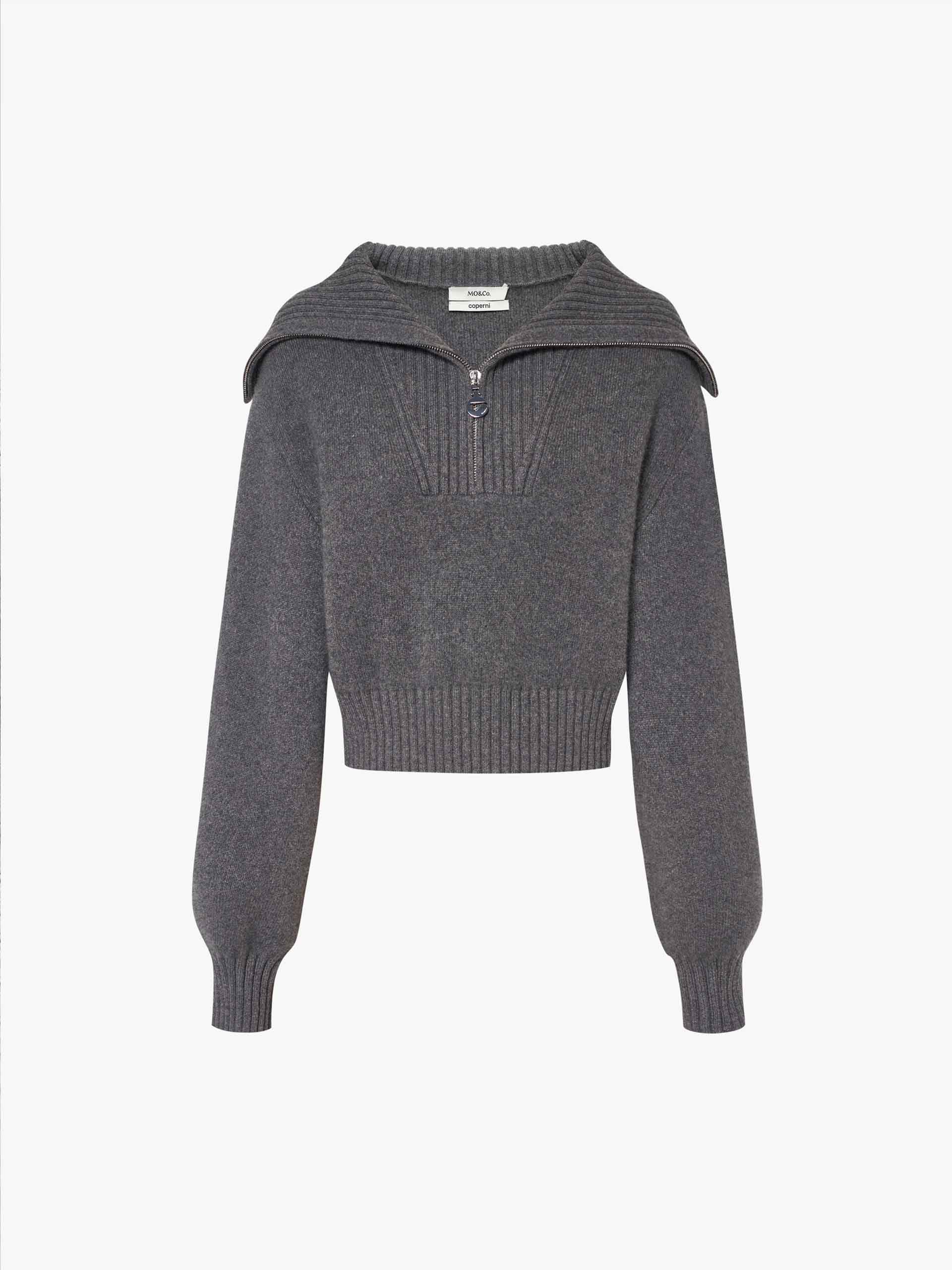 MO&Co. X Coperni Collection | Women's Wide Lapel Zip Detail Pullover with Wool and Cashmere