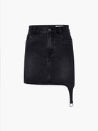 MO&Co. X Coperni Collection | Women's Asymmetric Denim Mini Skirt in Black