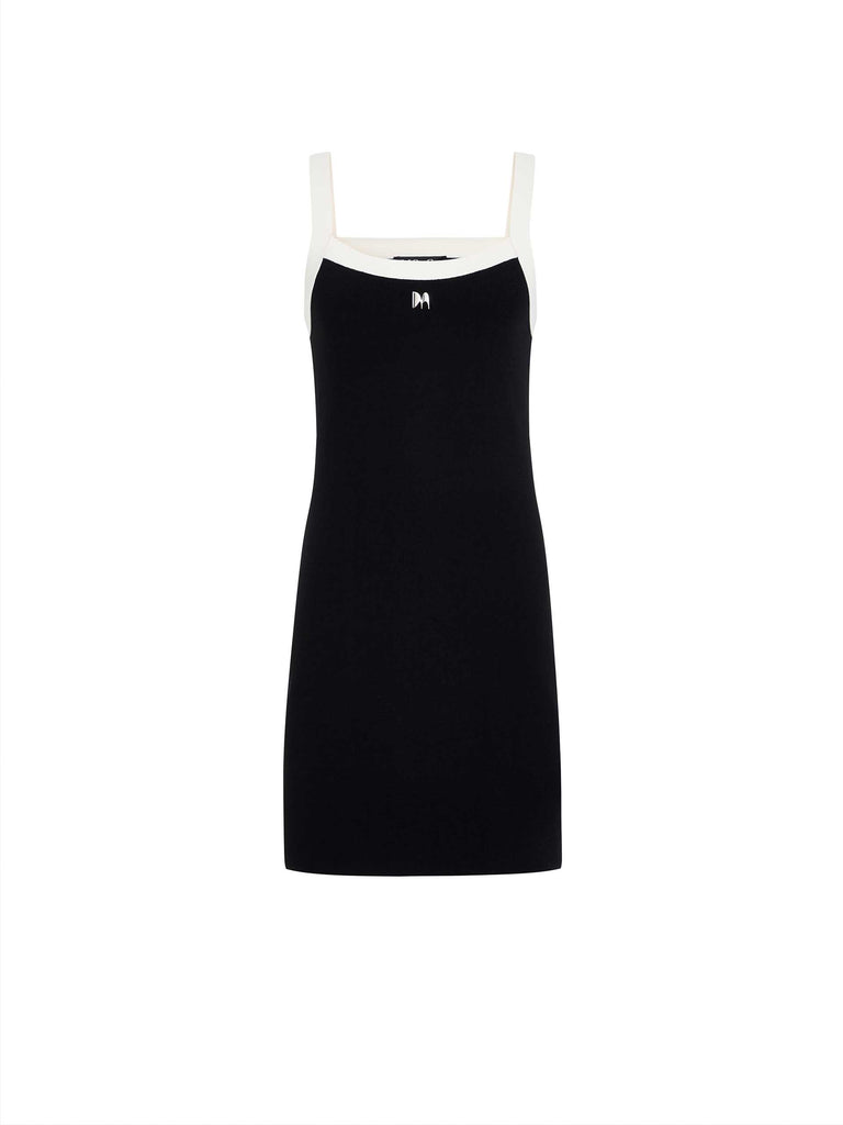 MO&Co. Women's Contrast Knitted Bodycon Cami Dress in Black