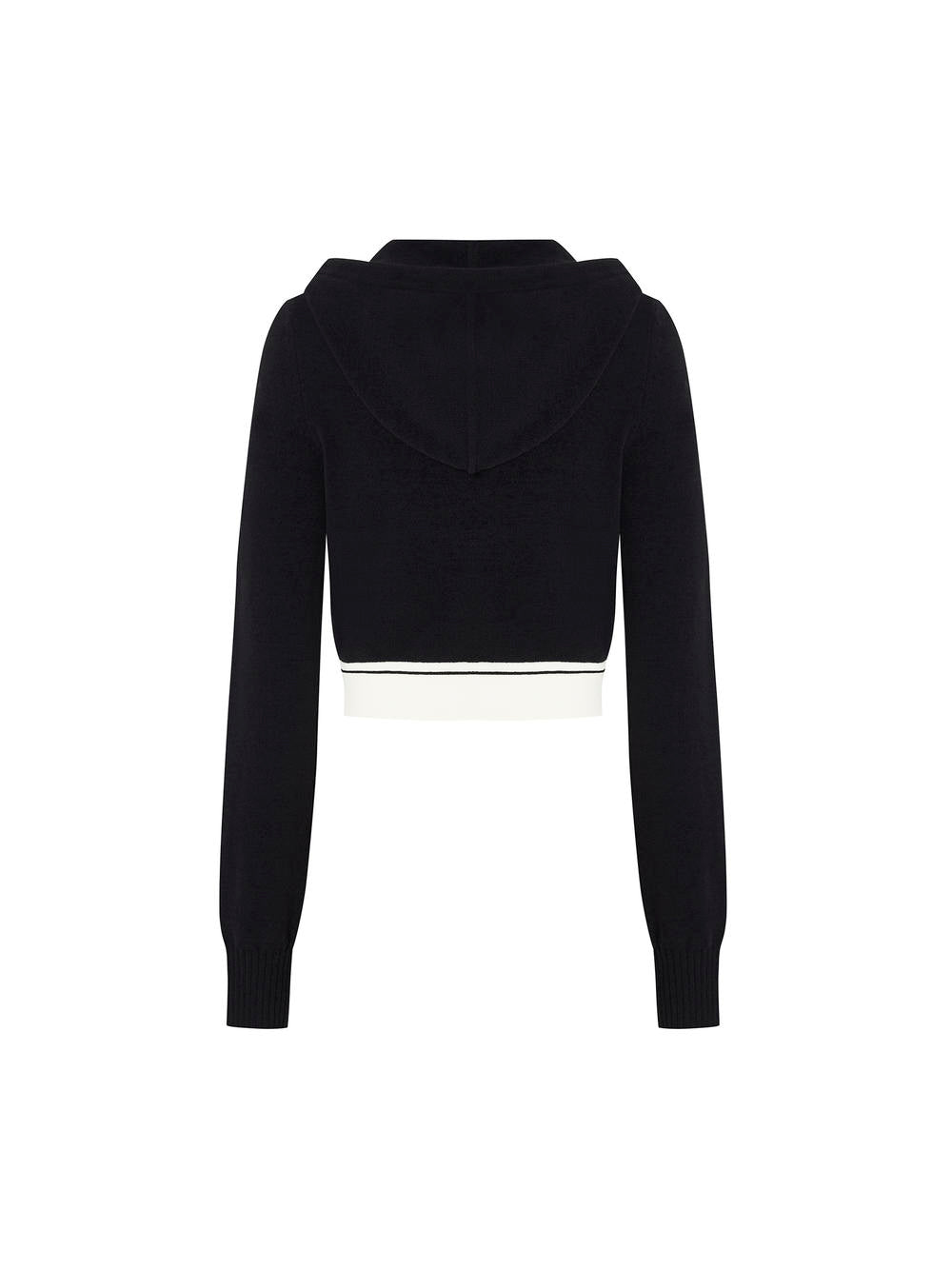 MO&Co. Women's Black Two Way Zip Up Hoodie Jacket Cropped