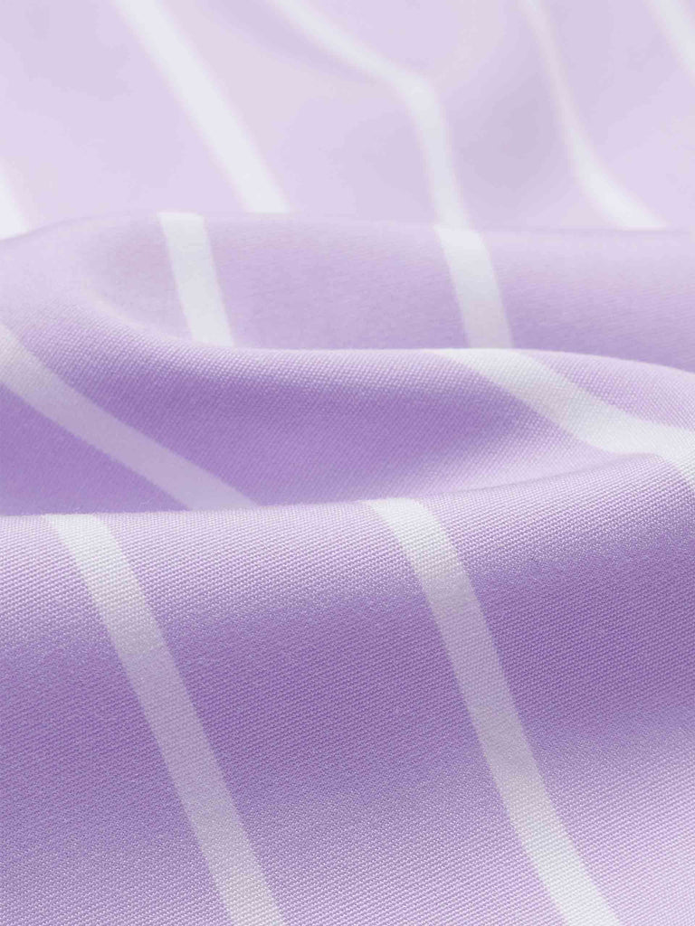 MO&Co. Women's Elastic Waist Striped Cotton Shorts in Purple