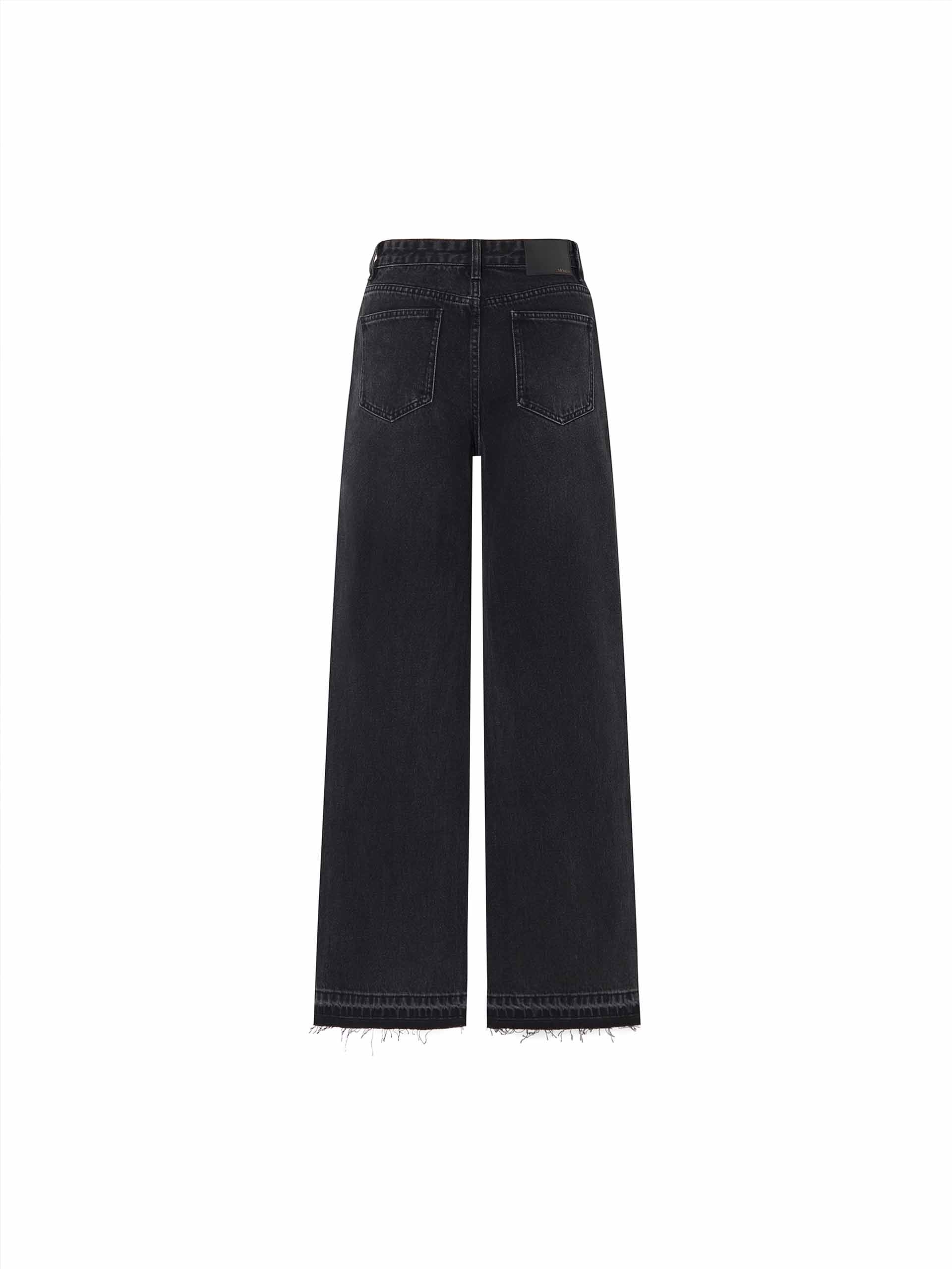 MO&Co. Women's High-rise Wide Leg Full Length Jeans in Washed Black