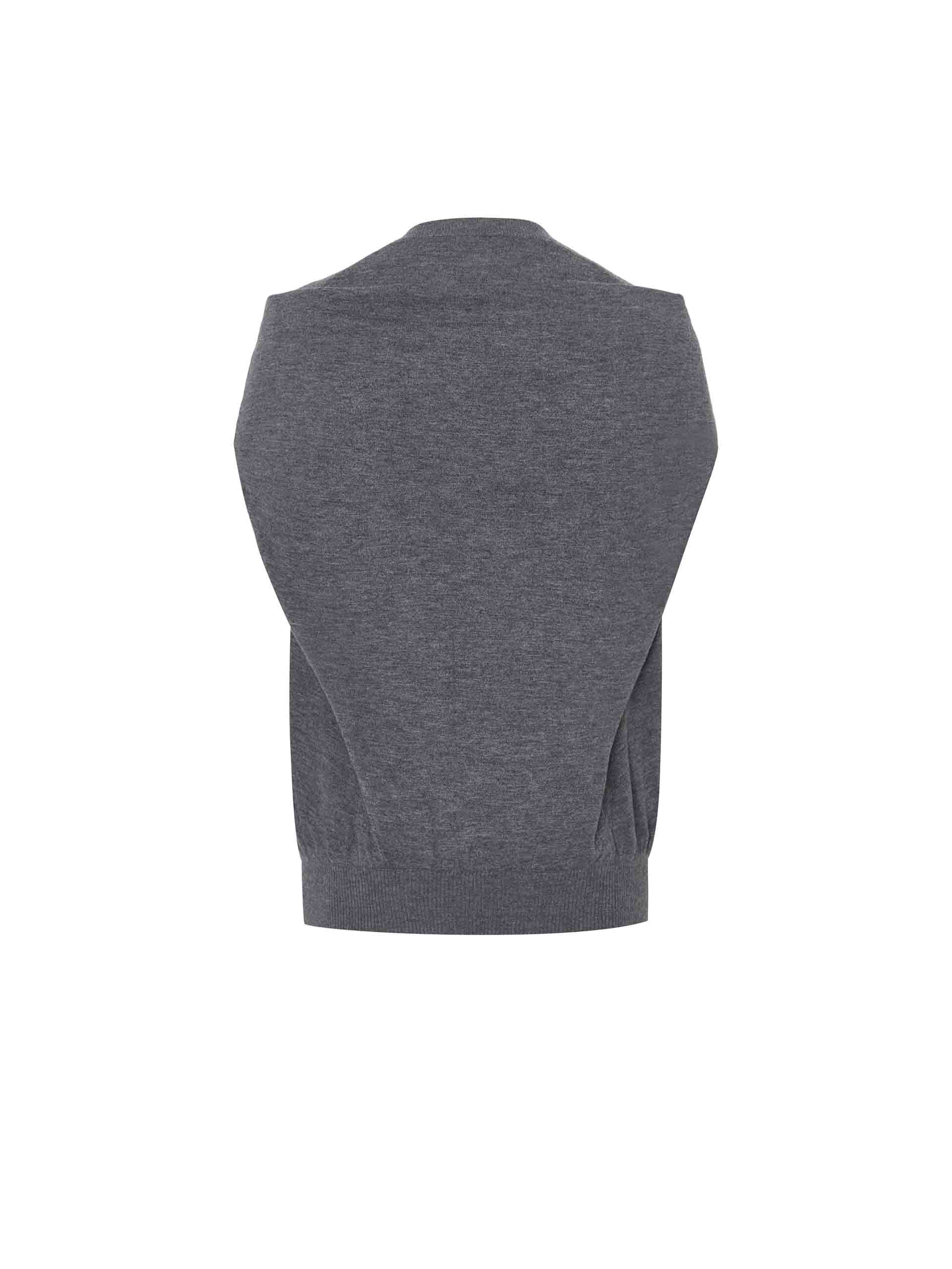 MO&Co. Women's Grey Wool Sleeveless Sweater with Flannel Tied Around Shoulder