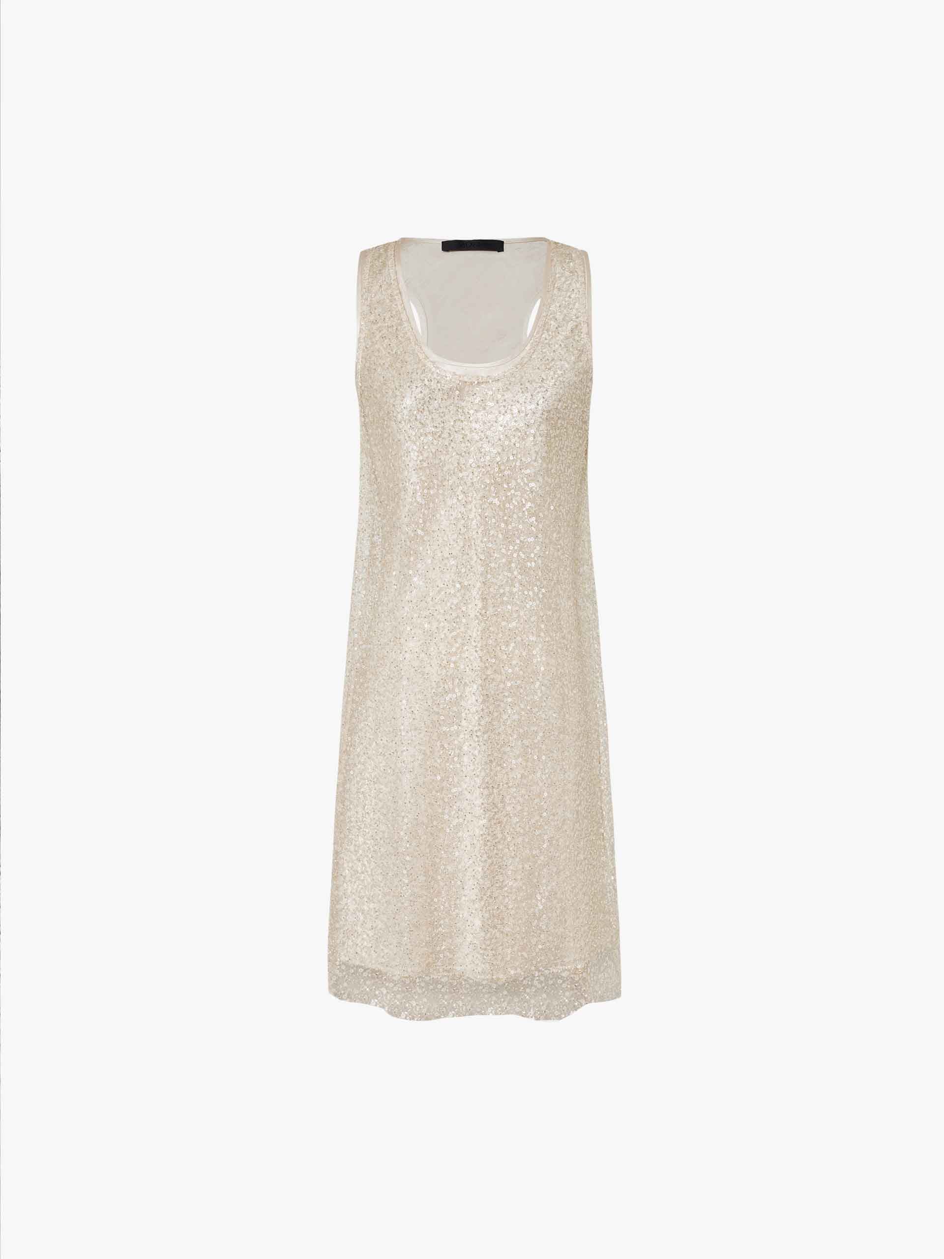 MO&Co. Women's Layered Detail Mini Sequin Dress in Champagne