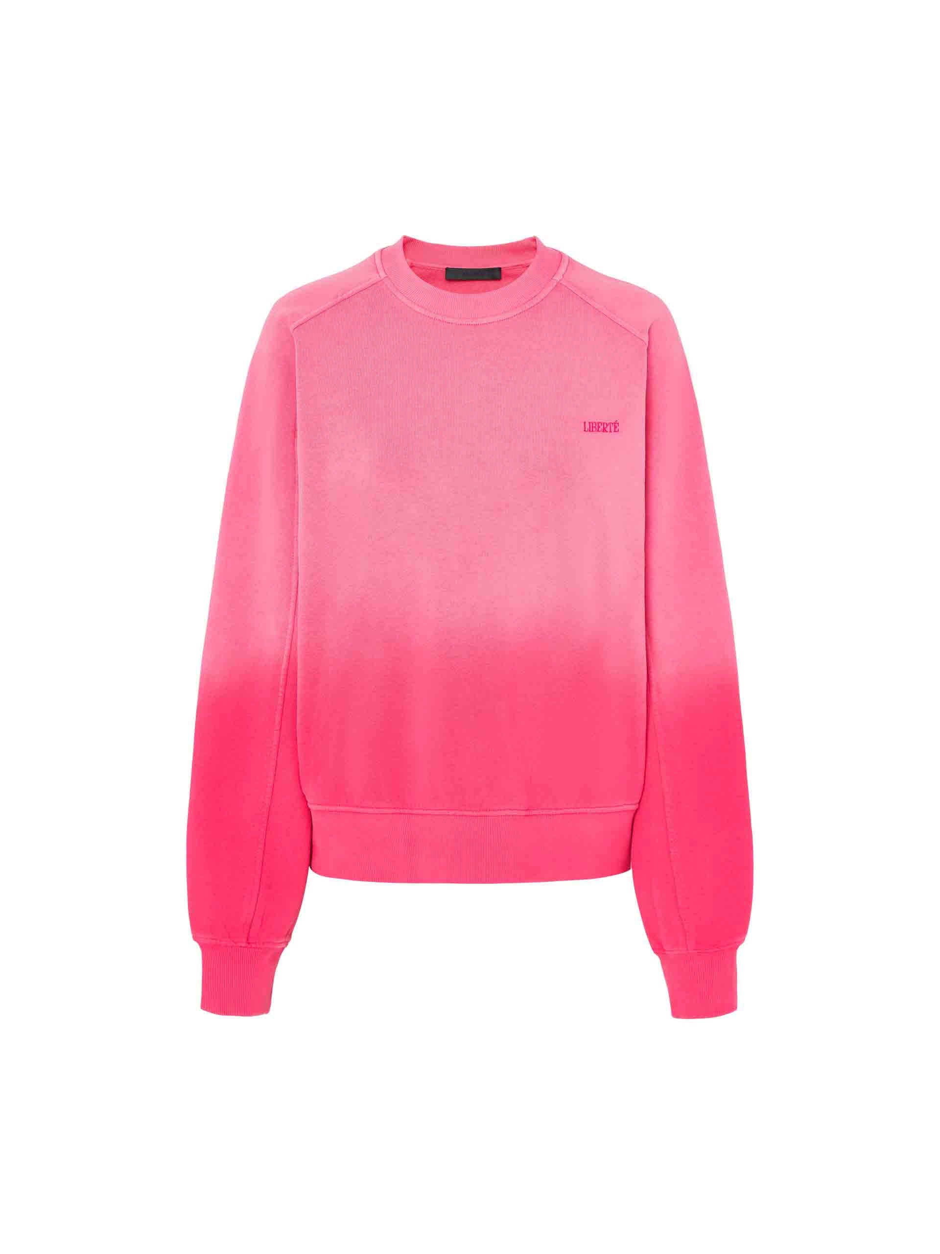 MO&Co. Women's Cotton Retro Crewneck Dip Dye Sweatshirt in Pink