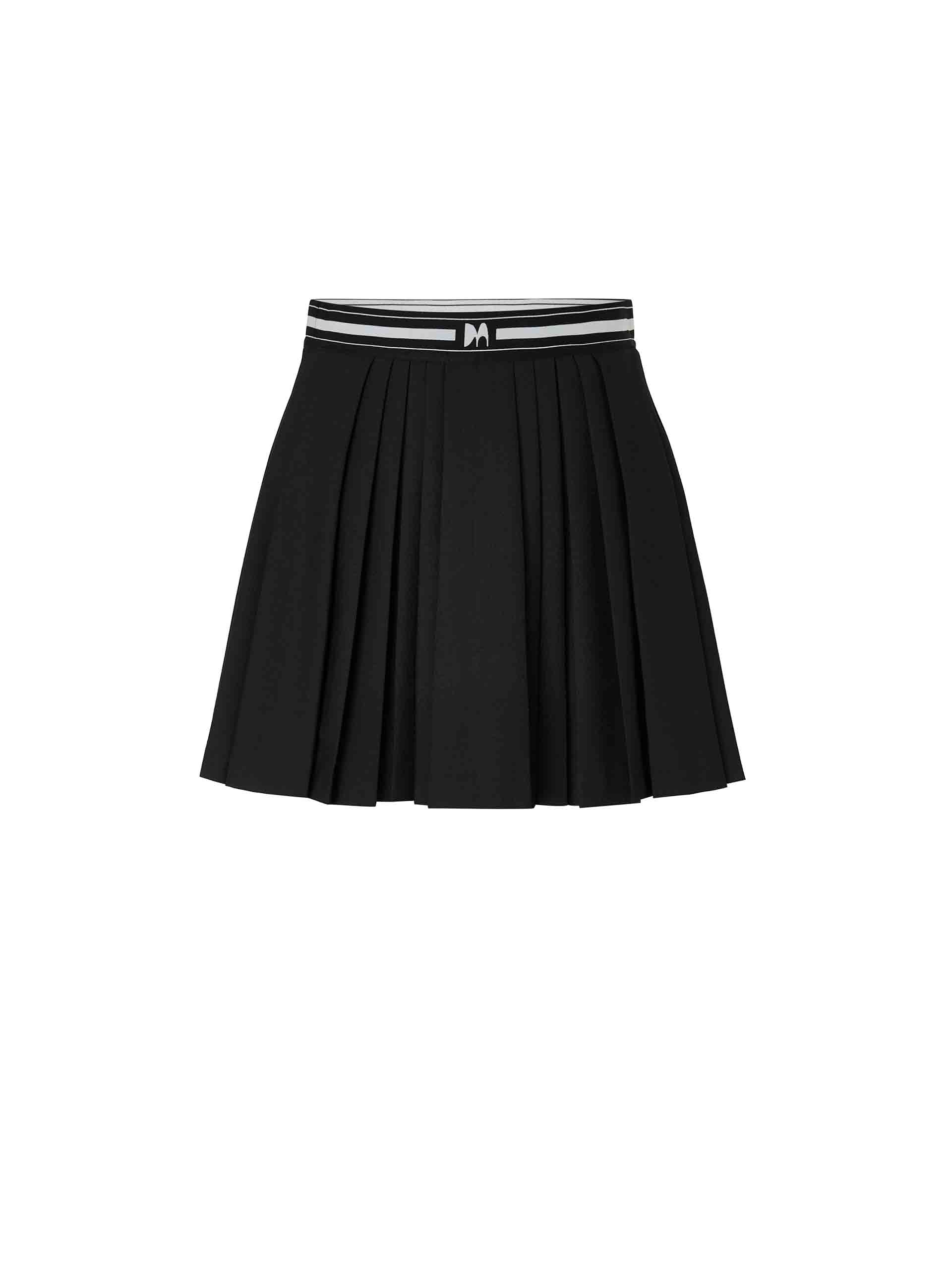 MO&Co. Women's Black Elastic Waist A-line Pleated Mini Skirt