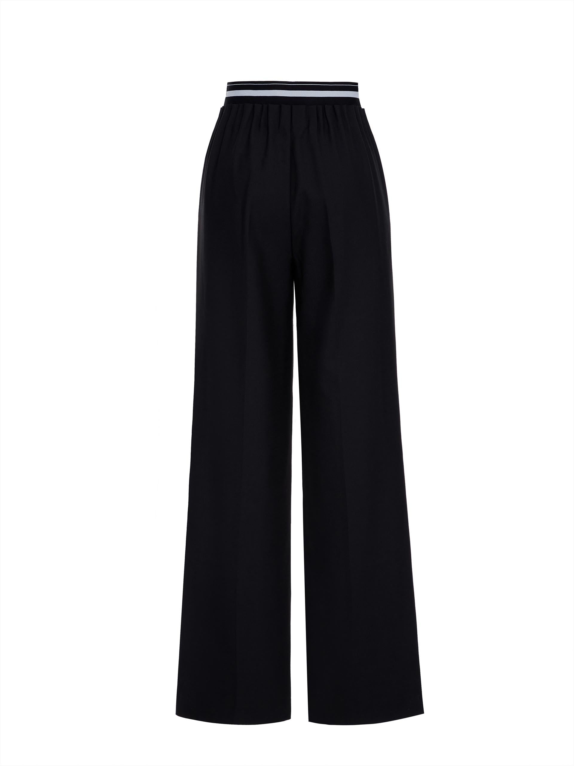 MO&Co. Women's Black Wool Blend Elastic Waist Tailored Trousers