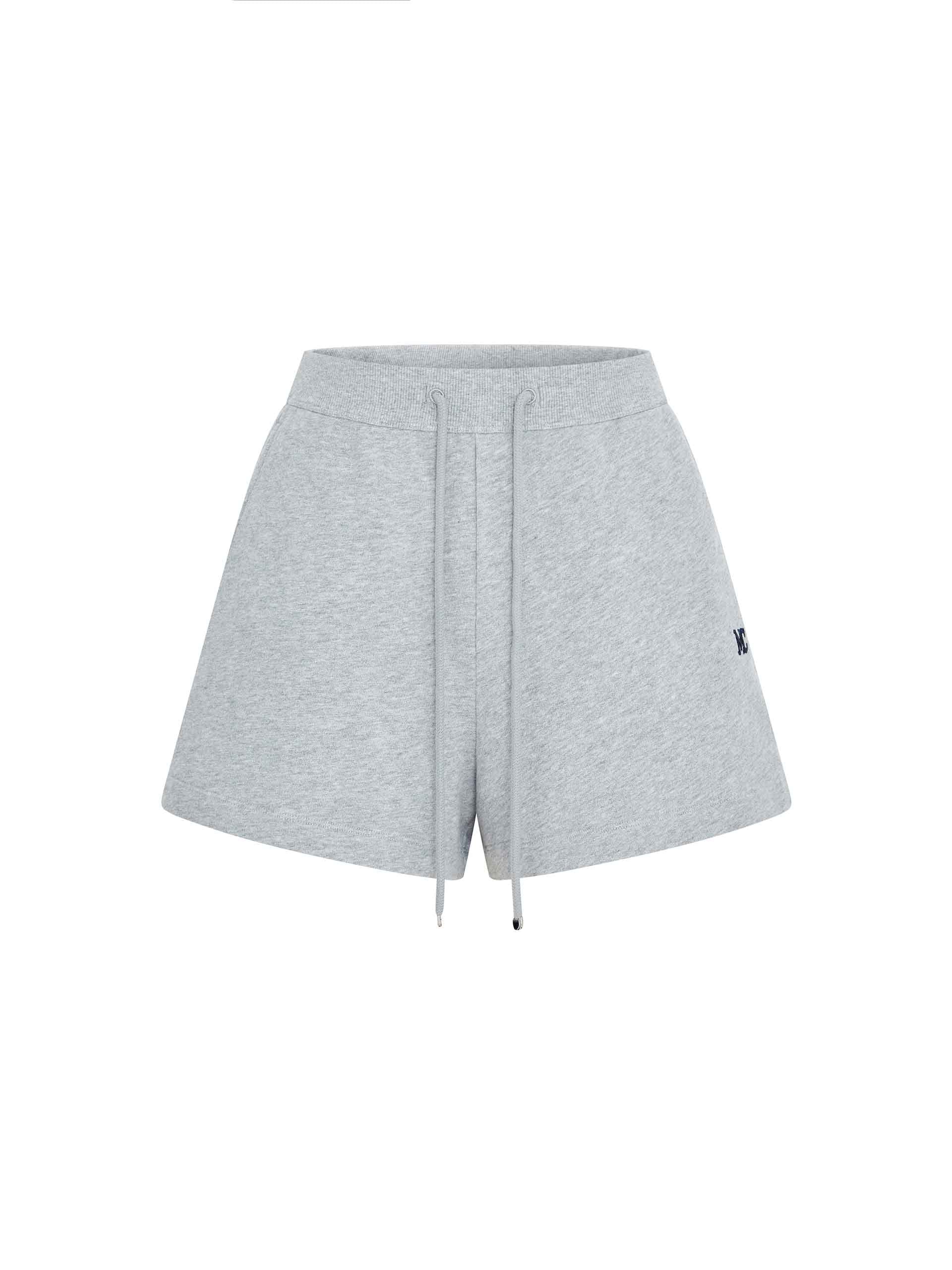 MO&Co. Women's Grey Cotton Casual Drawstring Waist Sweat Shorts